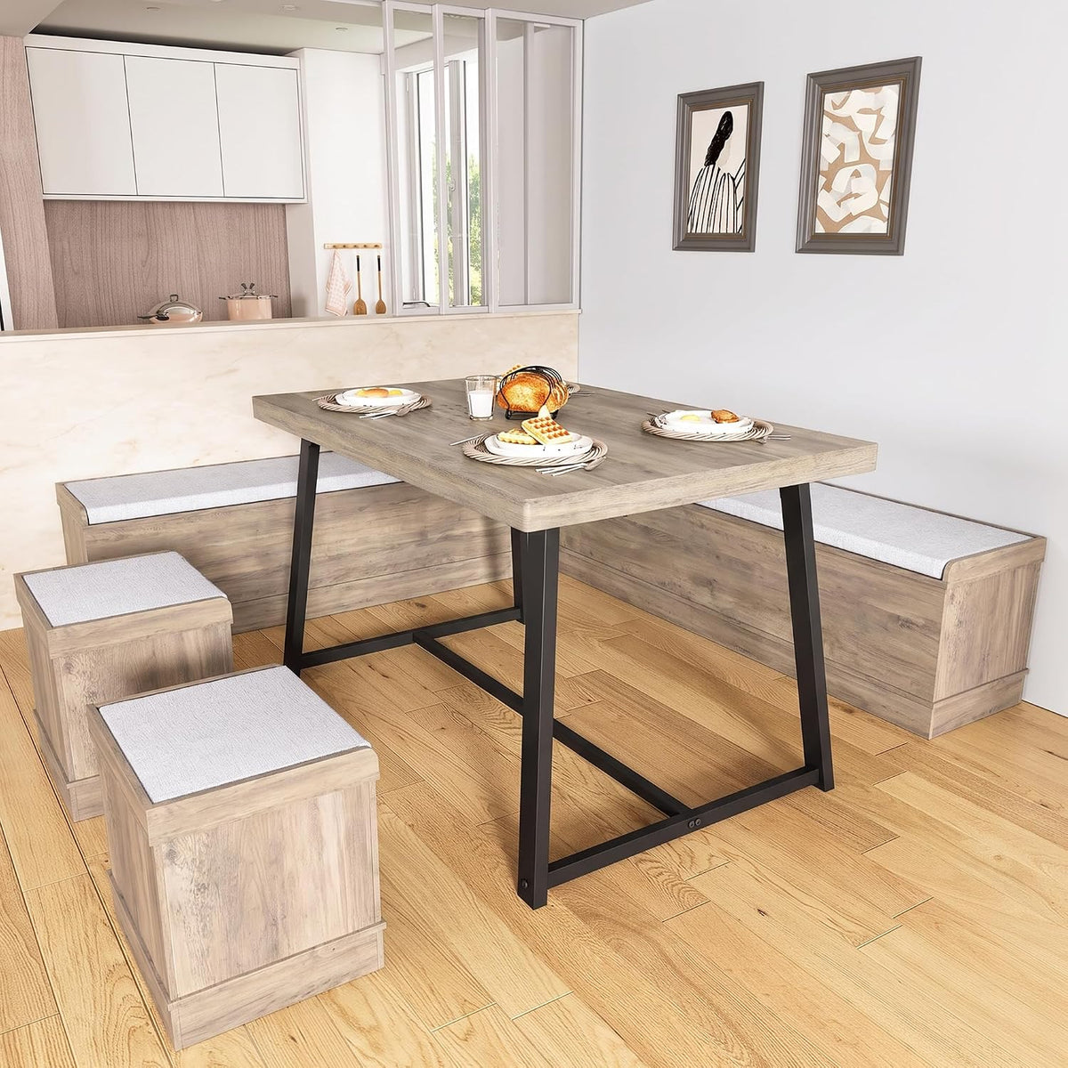 6-Piece Breakfast Nook Dining Set with Storage, Seats 4–6