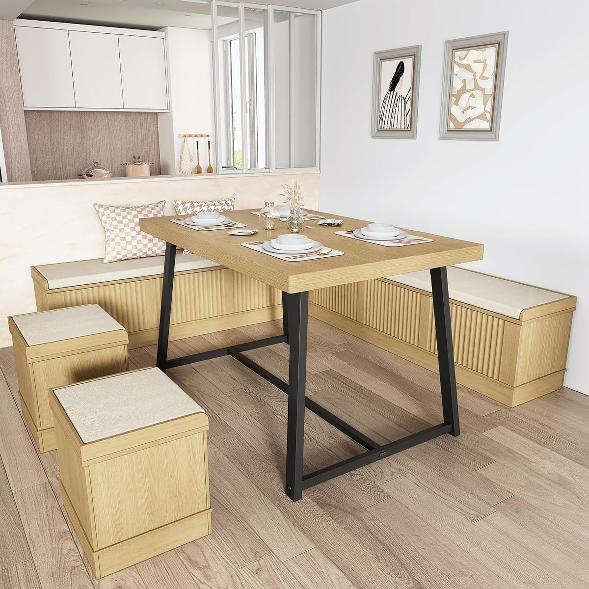 6-Piece Breakfast Nook Dining Set with Storage, Seats 4–6