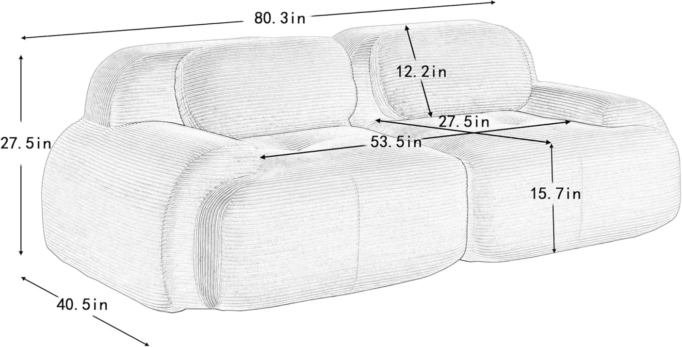 Corduroy Cloud Modular Sectional Sofa - No Assembly Required