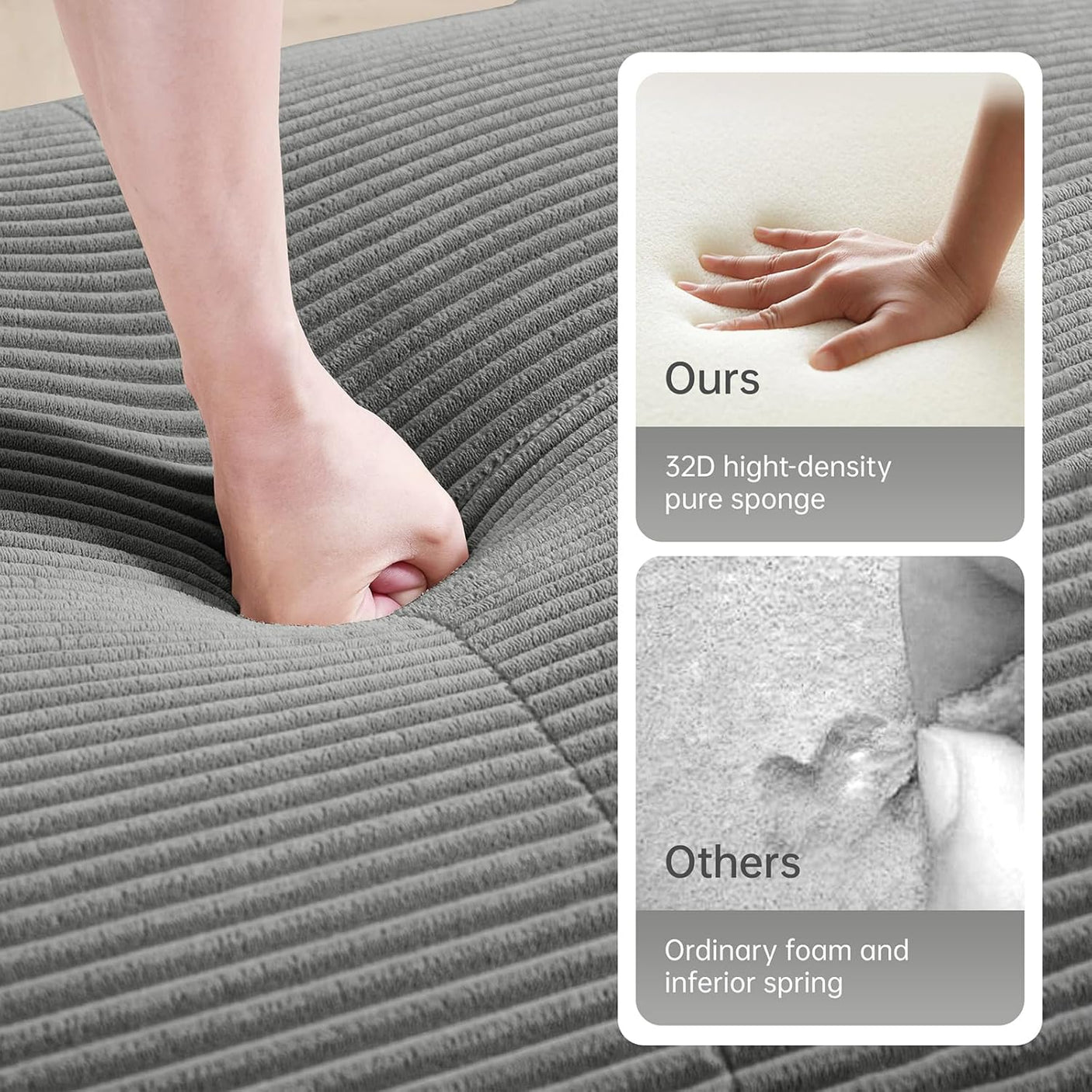 Corduroy Cloud Modular Sectional Sofa - No Assembly Required