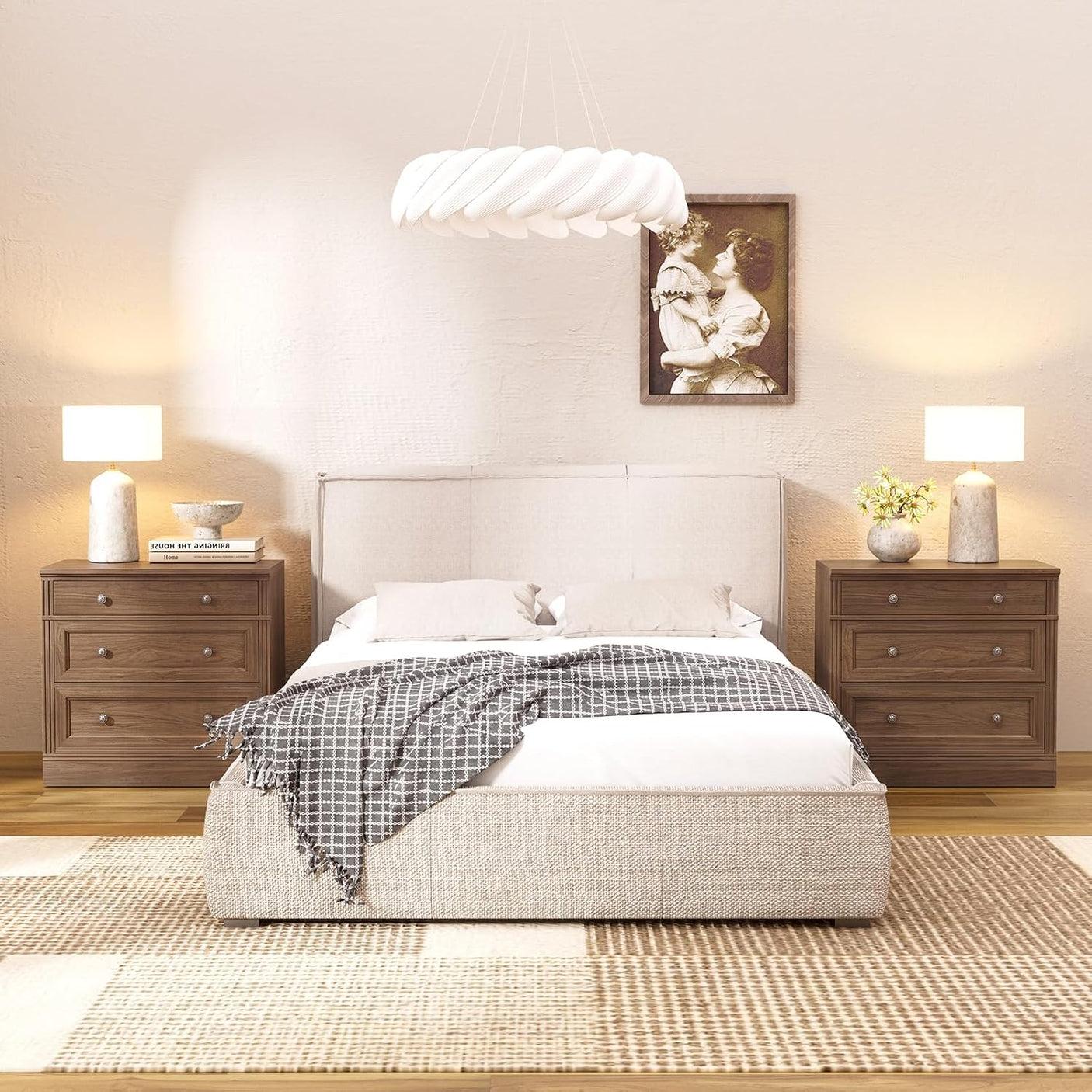 31.5" Oversized Nightstand with 3 Drawers | Light Oak, Ivory White & Walnut