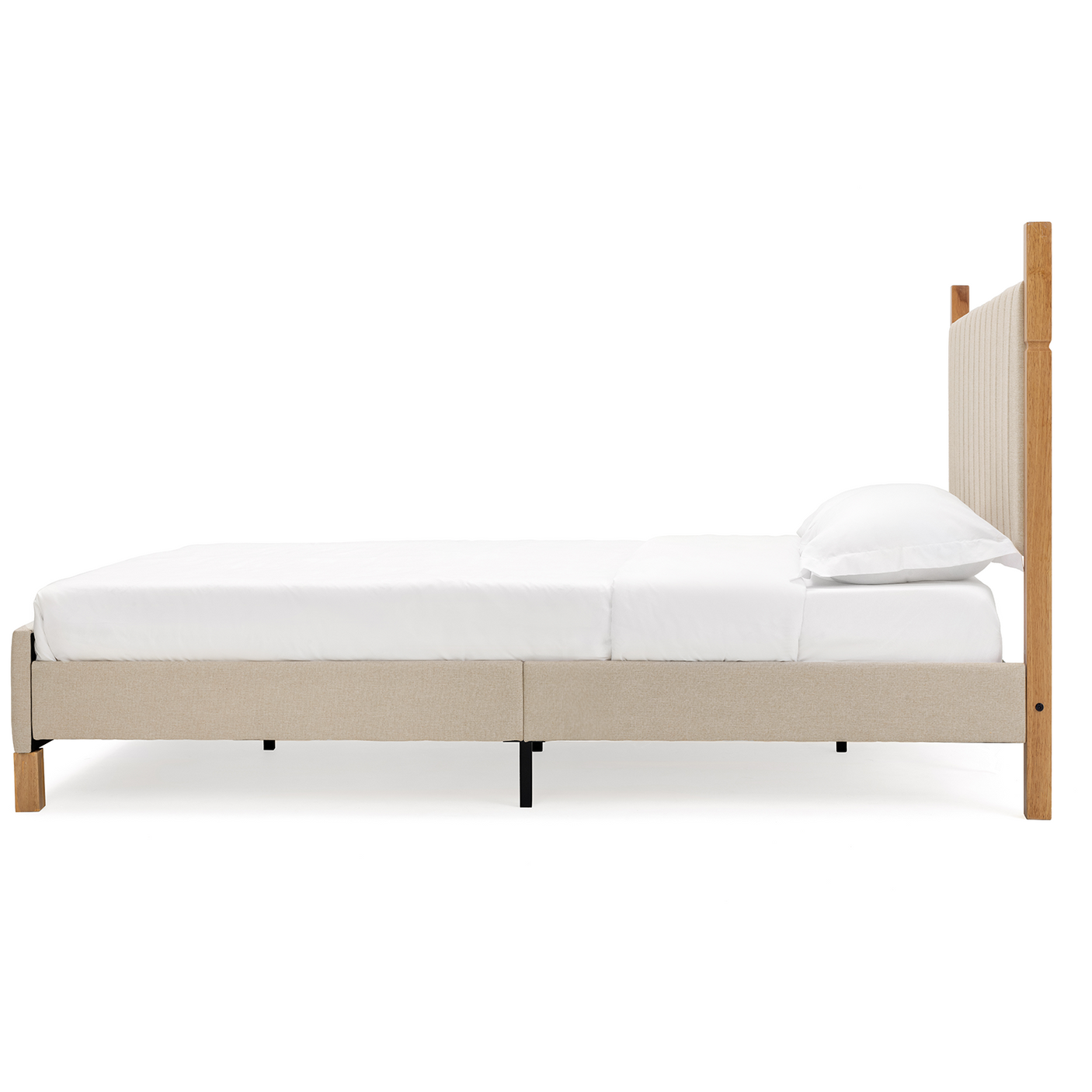 Full Size Natural Wood Bed Frame with Headboard - Modern Platform Bed
