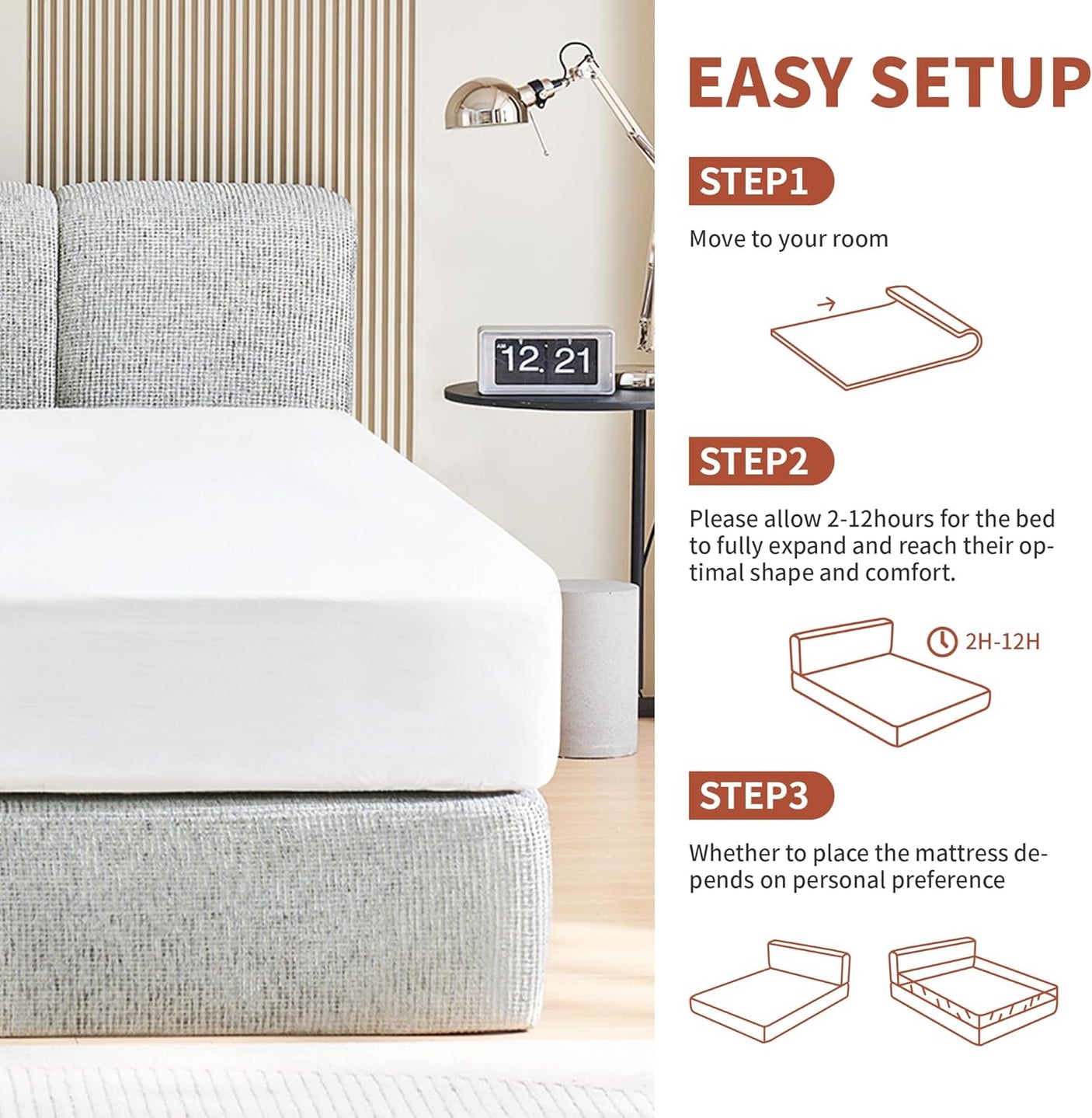 Cloud Bed Frame - Queen Upholstered Linen Platform Bed Frame, 1-Minute Tool-Free Setup, Modern Padded Headboard Mattress Foundation, Supportive Dual-Core Silent Bed Frame