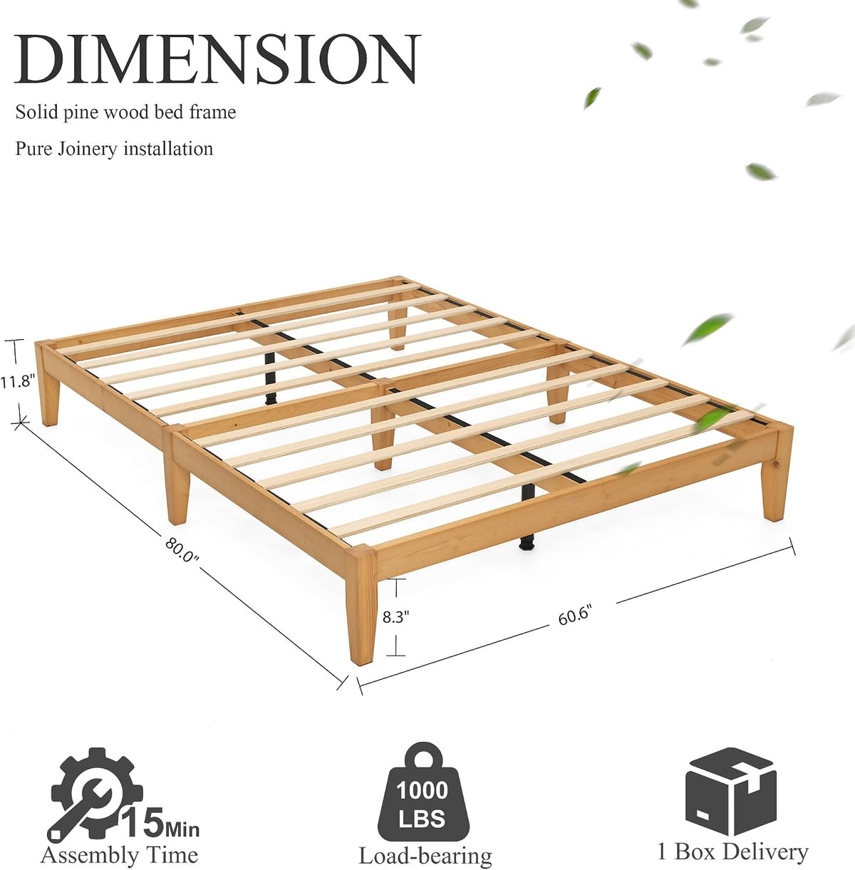 Japanese Joinery Solid Pine Platform Bed Frame