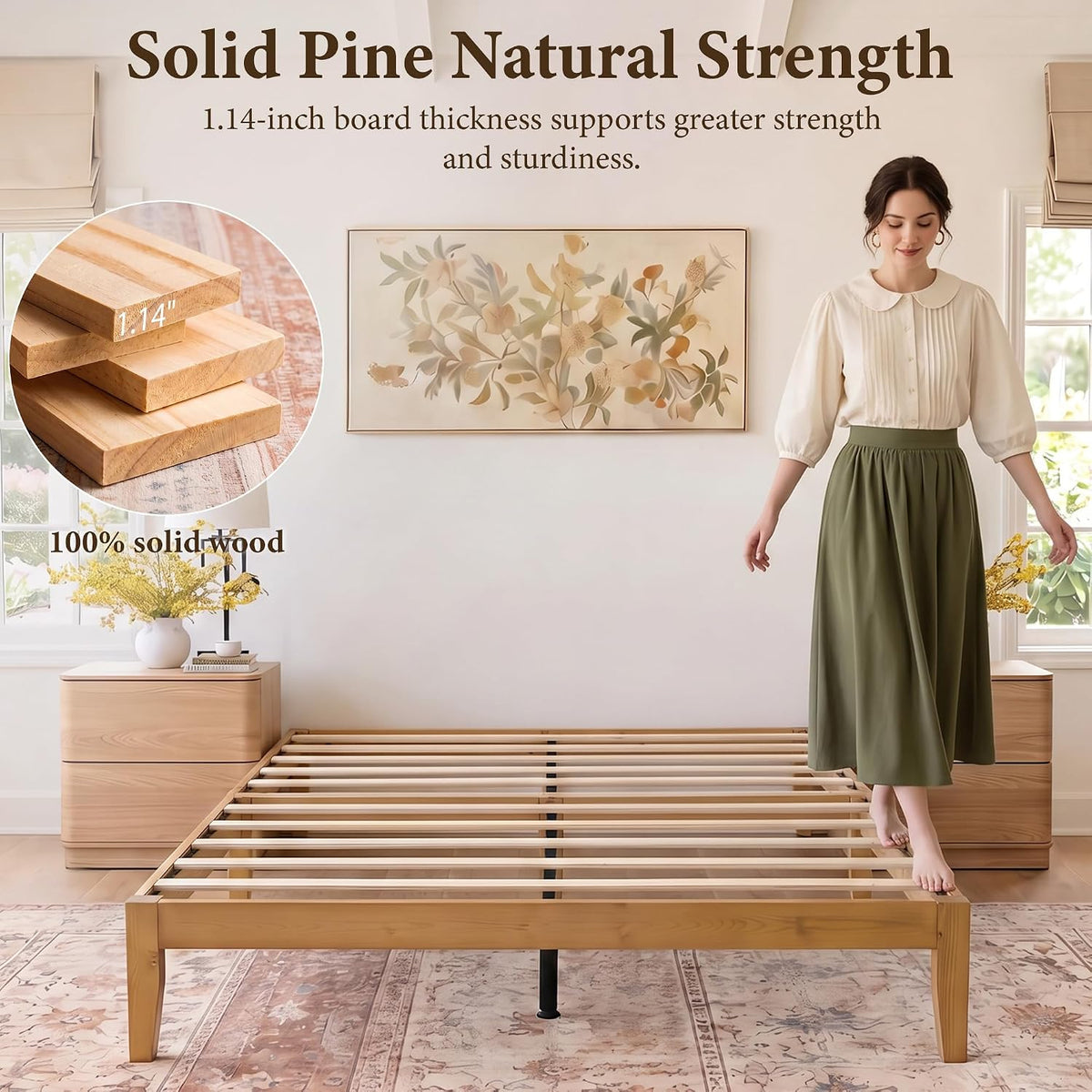 Japanese Joinery Solid Pine Platform Bed Frame