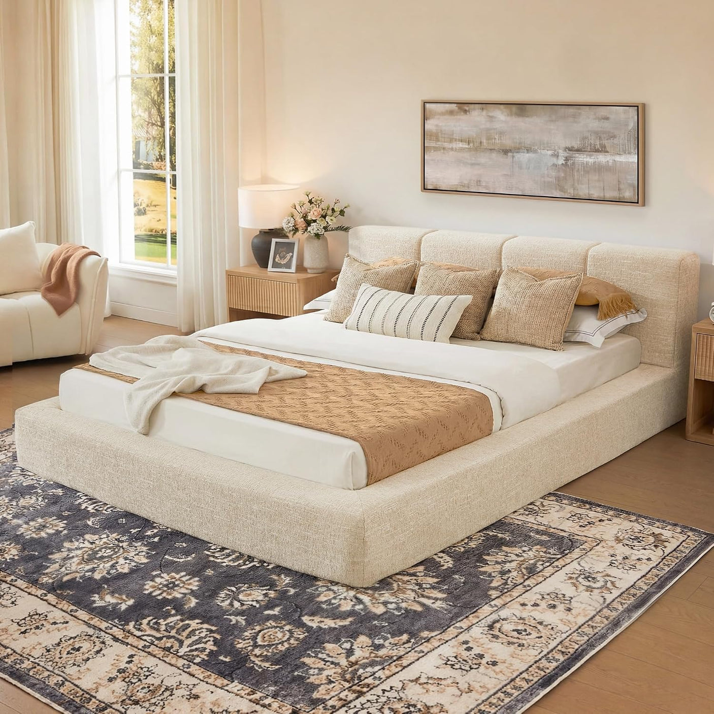 YECHEN Cloud Platform Bed – 20-Min Tool-Free Assembly, CULP® Performance Fabric & Stain-Resistant Cloud Frame