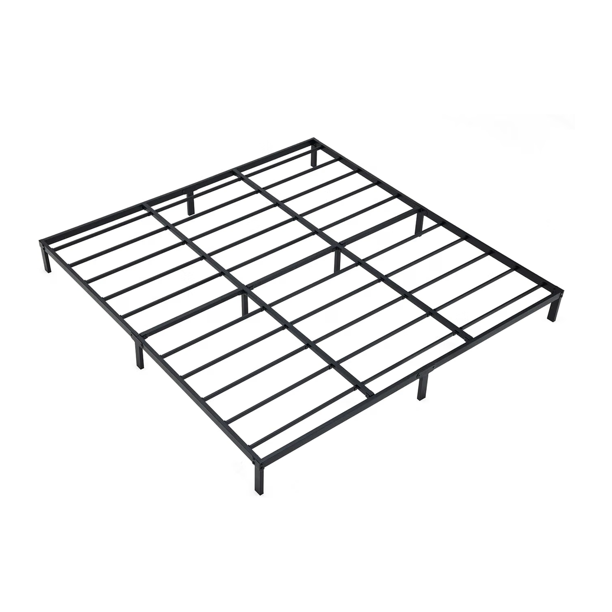 Heavy Duty Metal Platform Bed Frame with Storage, Black