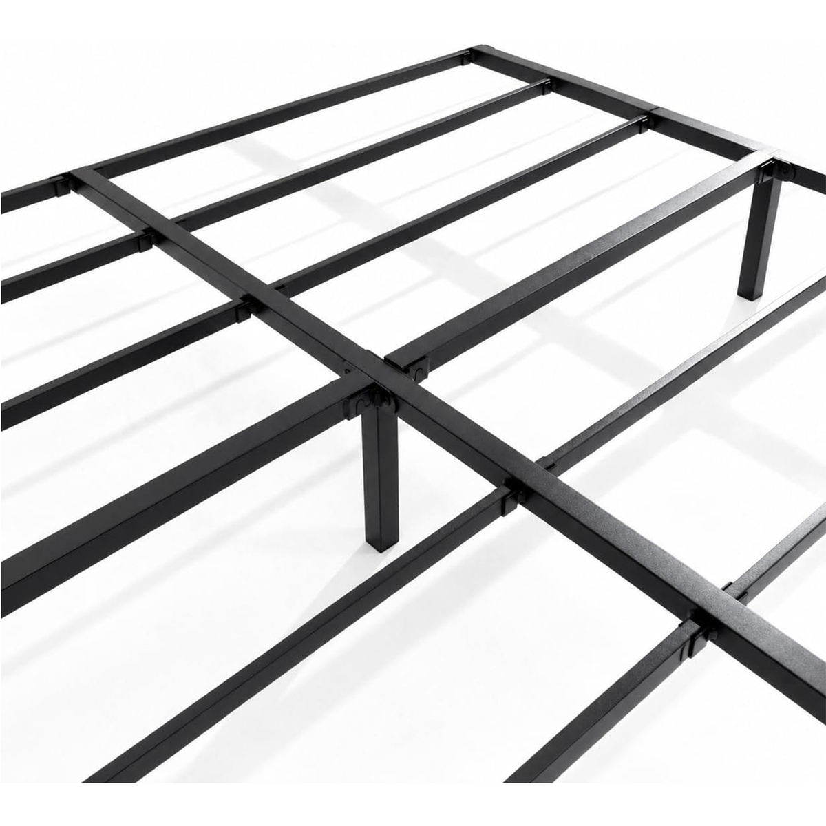 Heavy Duty Metal Platform Bed Frame with Storage, Black