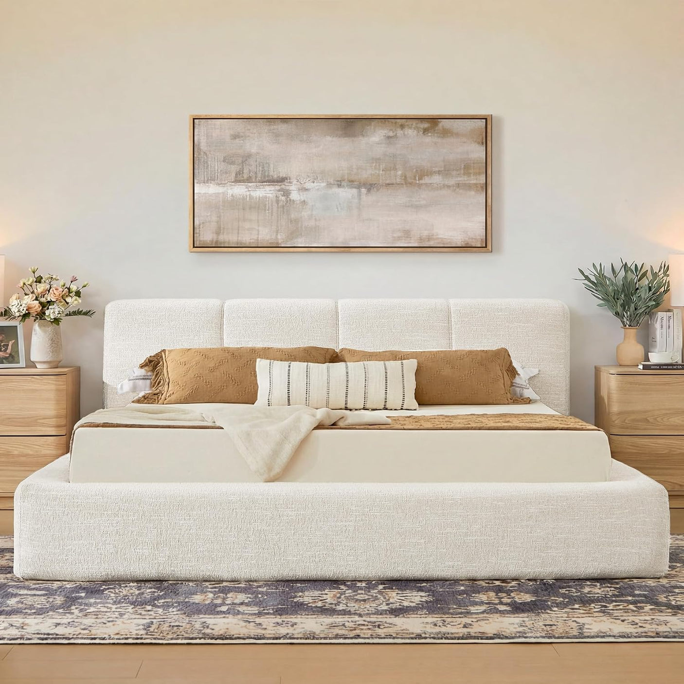 YECHEN Cloud Platform Bed – 20-Min Tool-Free Assembly, CULP® Performance Fabric & Stain-Resistant Cloud Frame