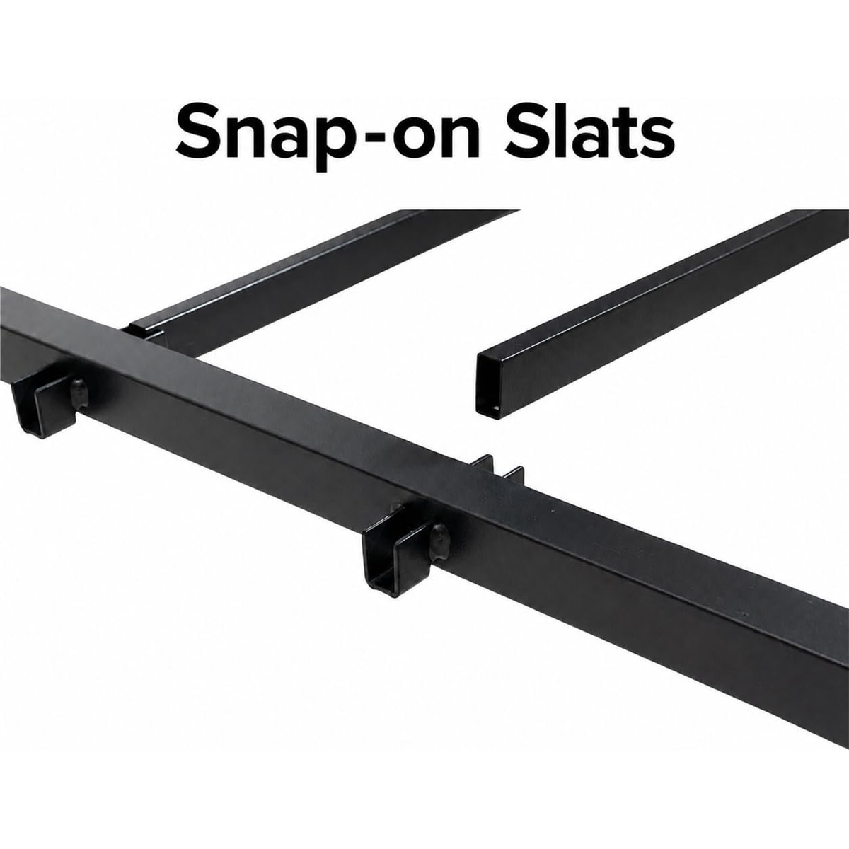Heavy Duty Metal Platform Bed Frame with Storage, Black