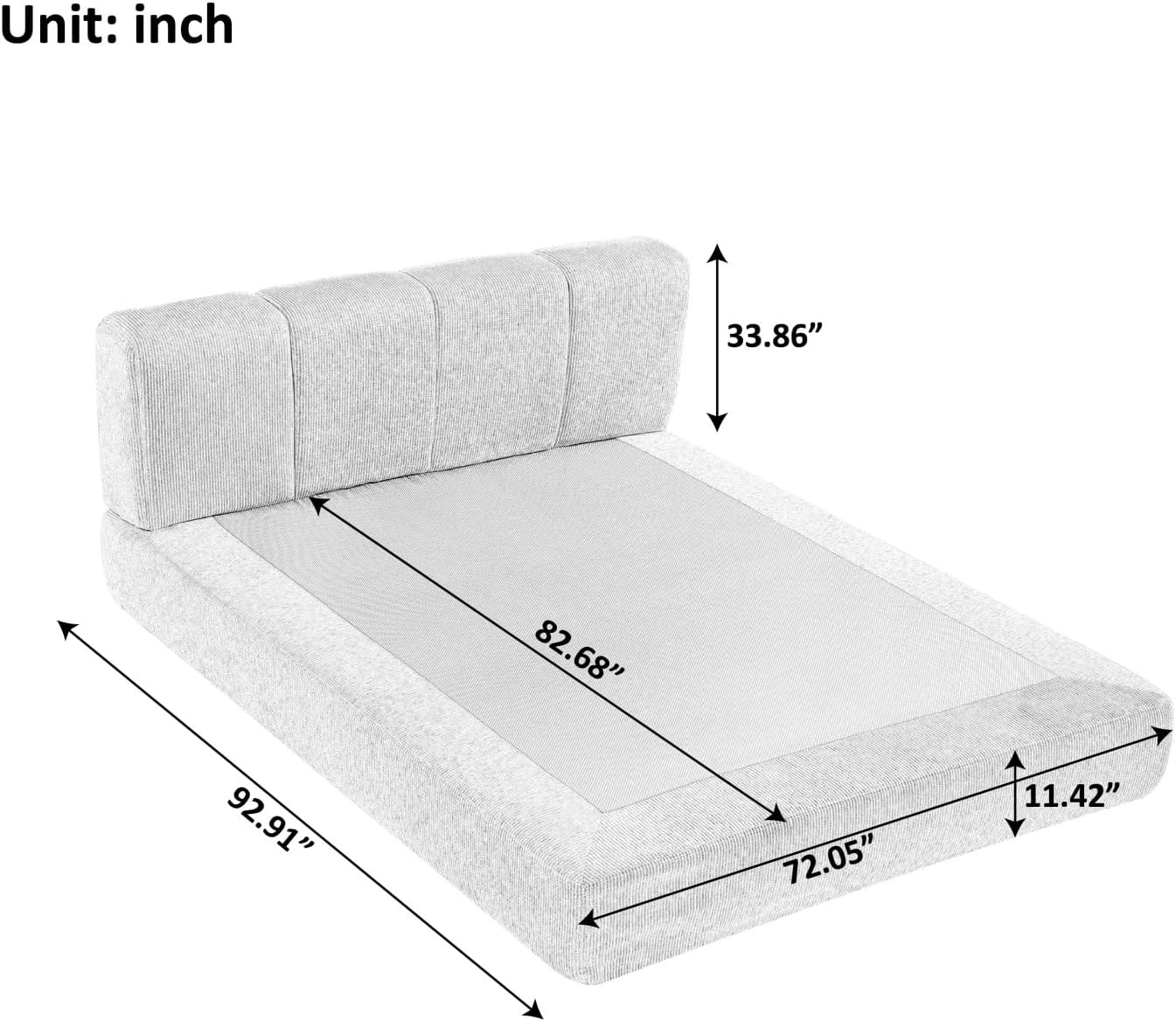Cloud Bed Frame - Queen Upholstered Linen Platform Bed Frame, 1-Minute Tool-Free Setup, Modern Padded Headboard Mattress Foundation, Supportive Dual-Core Silent Bed Frame