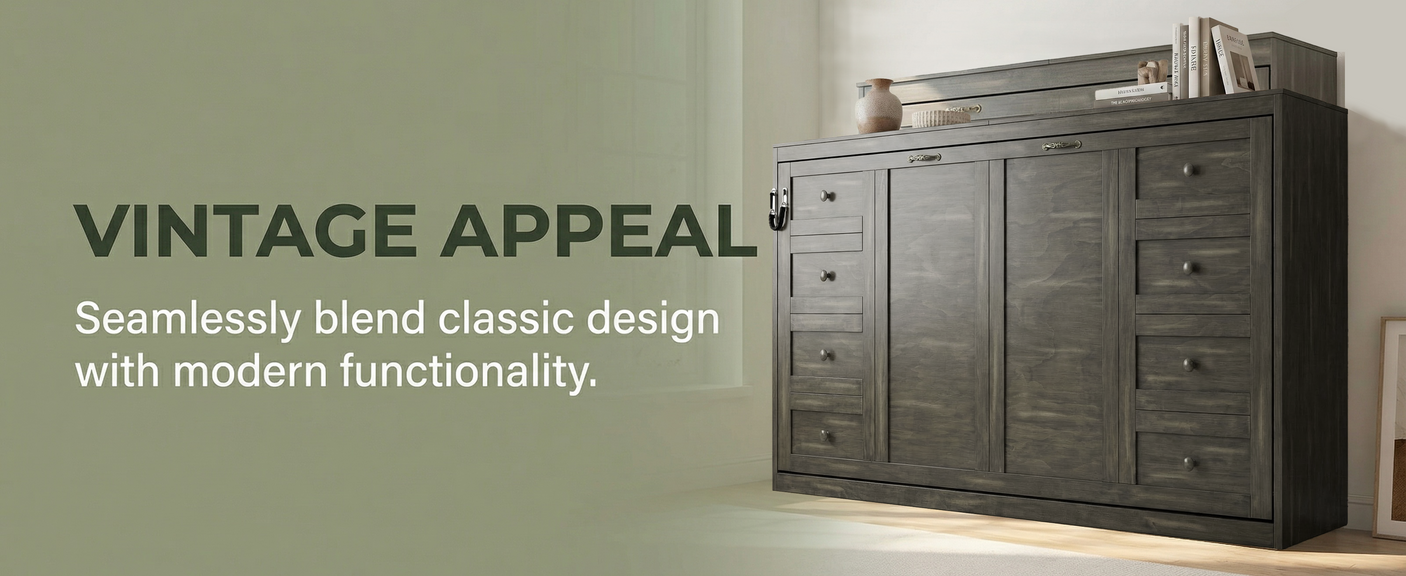 Twin Size Murphy Bed with LED Lights, Foldable Wall Bed Frame