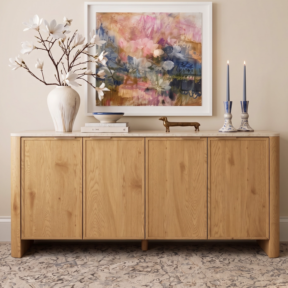 Mid-Century Sideboard with Faux Marble Top