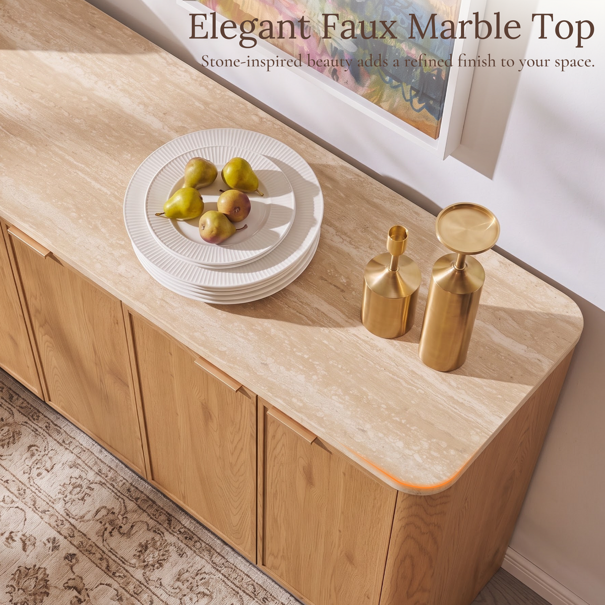 Mid-Century Sideboard with Faux Marble Top