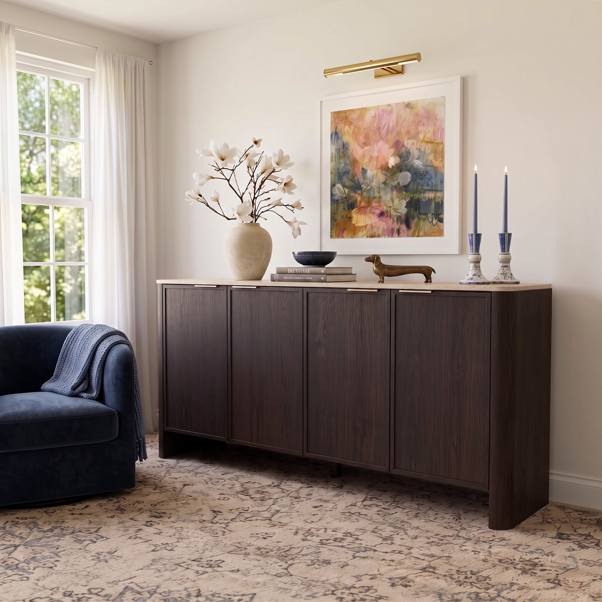 Mid-Century Sideboard with Faux Marble Top