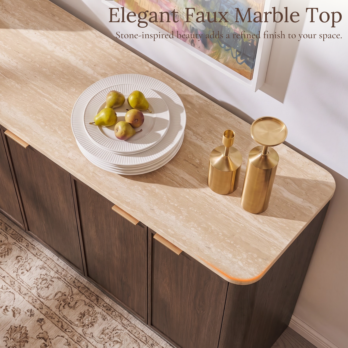 Mid-Century Sideboard with Faux Marble Top