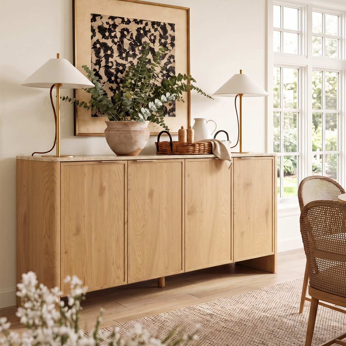 Mid-Century Sideboard with Faux Marble Top