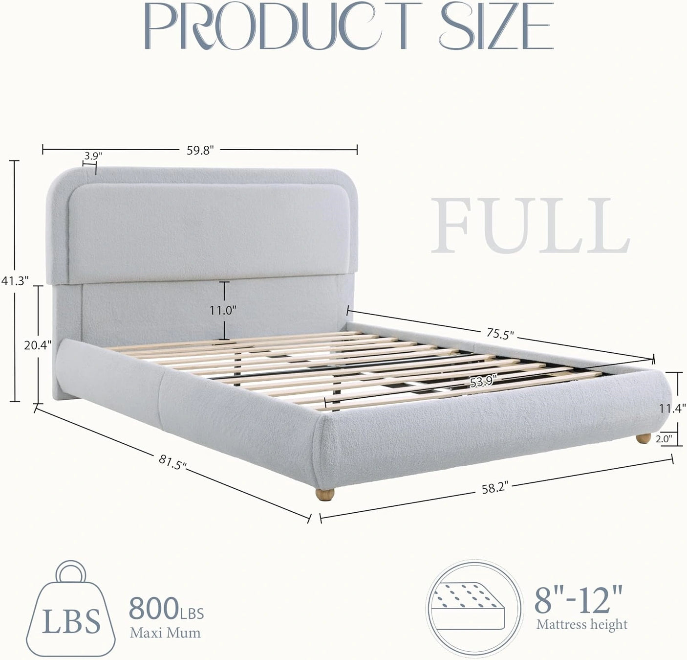 Modern Boucle "Cloud" Platform Bed Frame – Soft-Touch & Secure Support