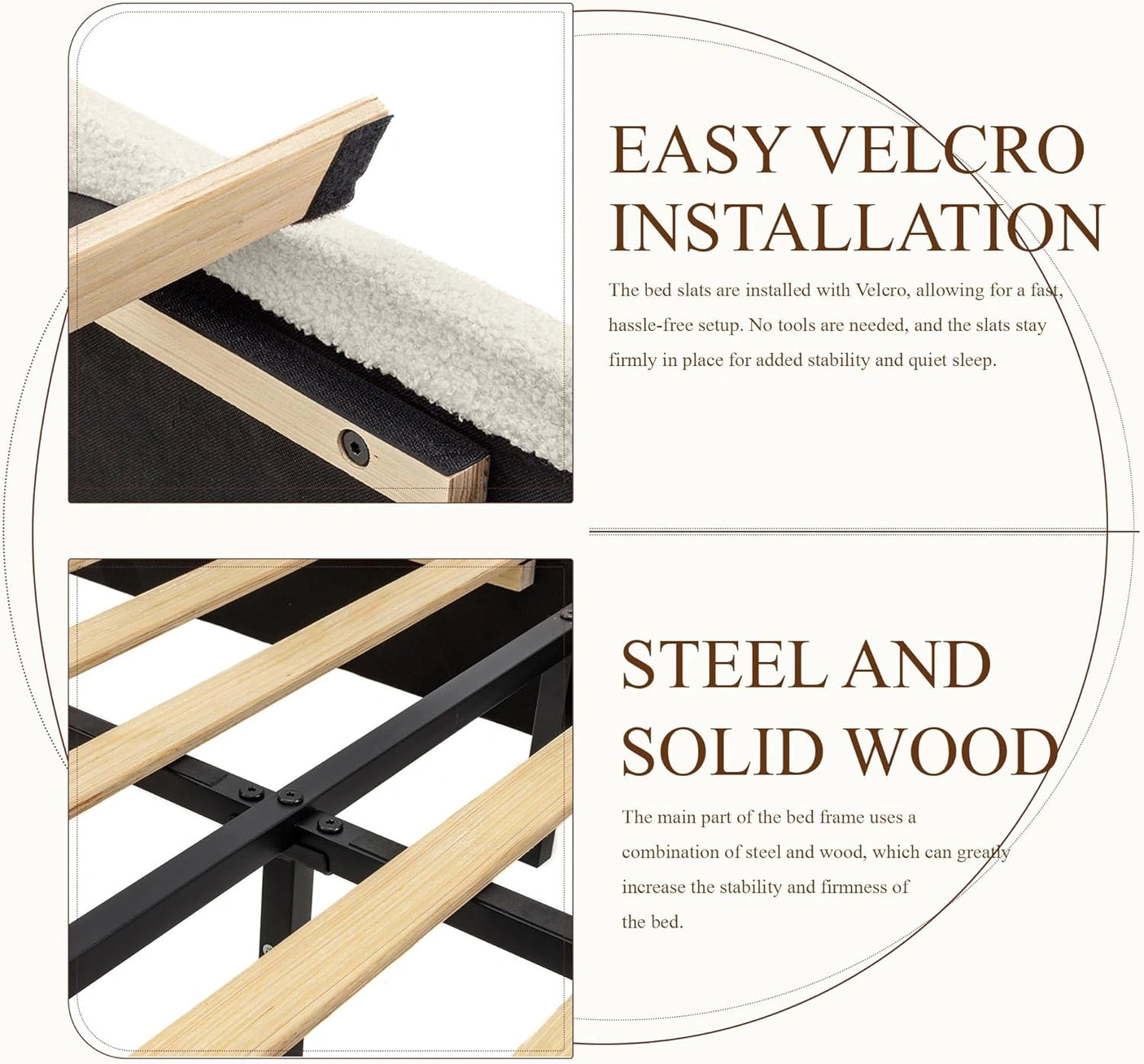 Modern Boucle "Cloud" Platform Bed Frame – Soft-Touch & Secure Support