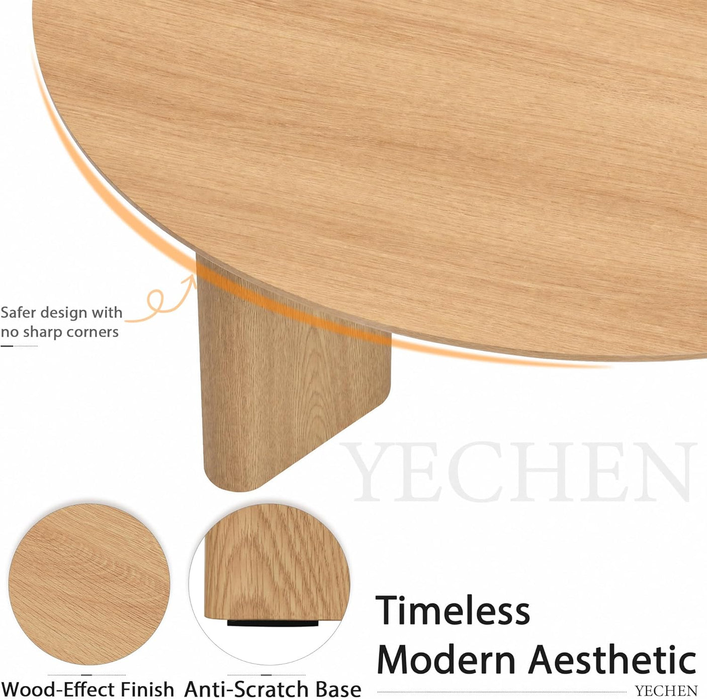 Nesting Coffee Table Set of 2 – Wood Veneer & Faux Marble | Round Mid Century Modern Center Table | Yechen Home