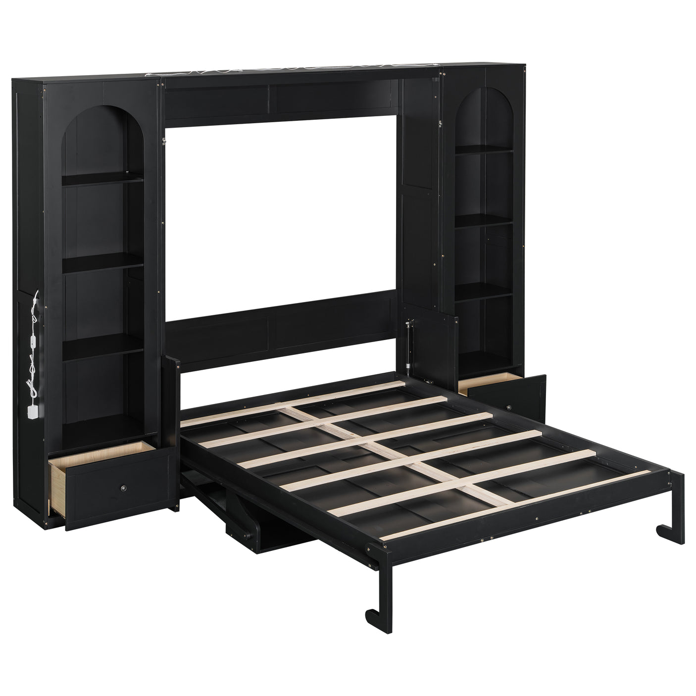 88"H Queen Size Murphy Platform Bed with Shelf