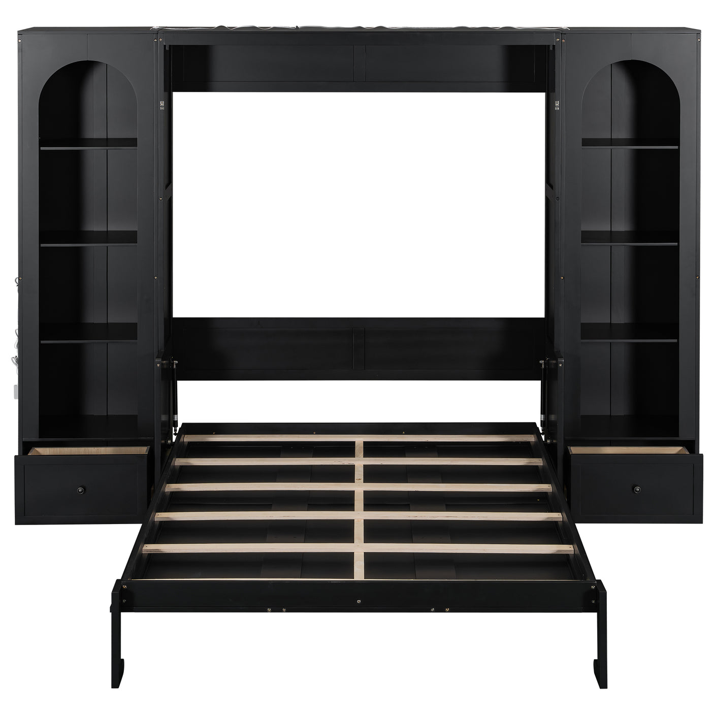 88"H Queen Size Murphy Platform Bed with Shelf