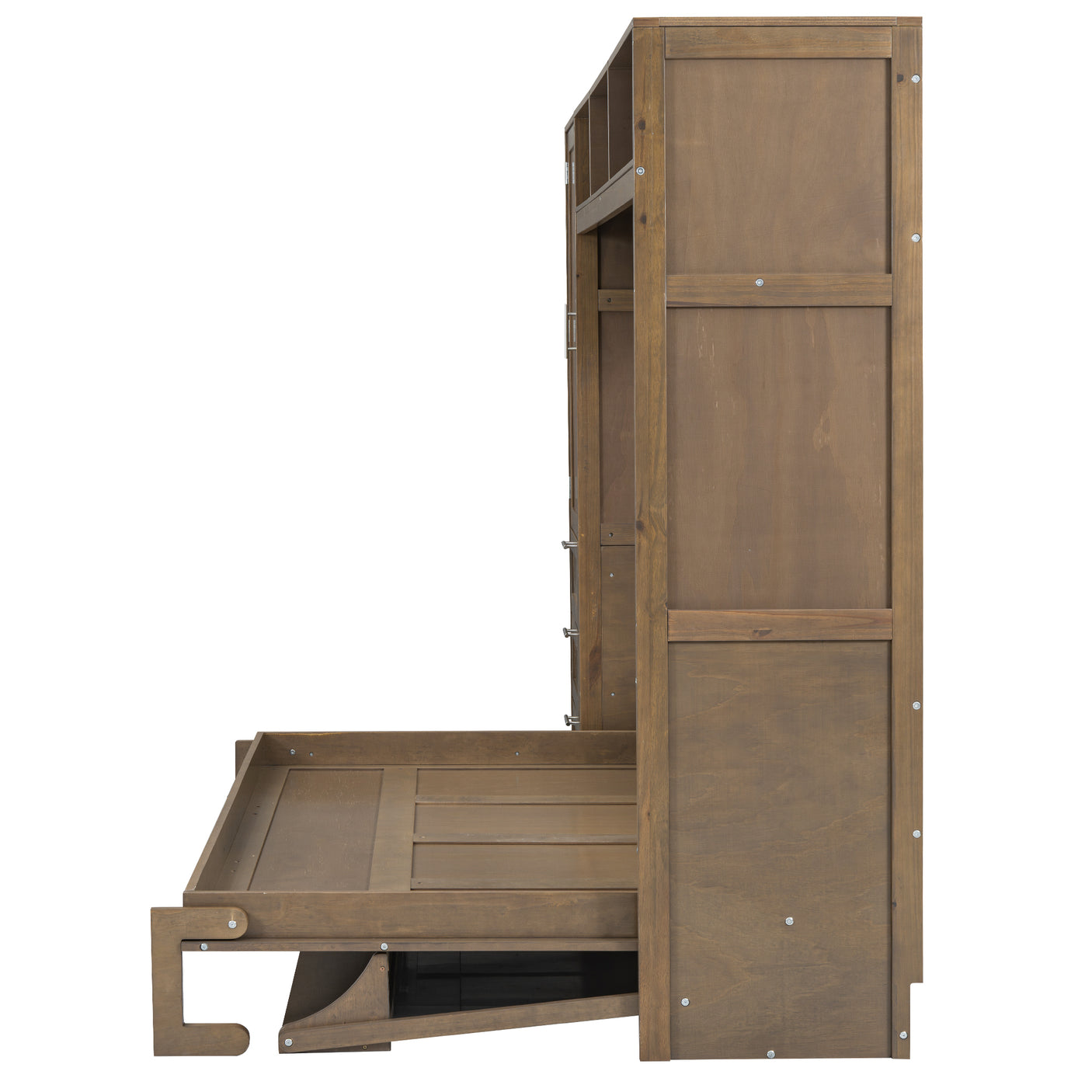 Full Size Murphy Bed, Wooden Full Cabinet Wall Bed with Closet