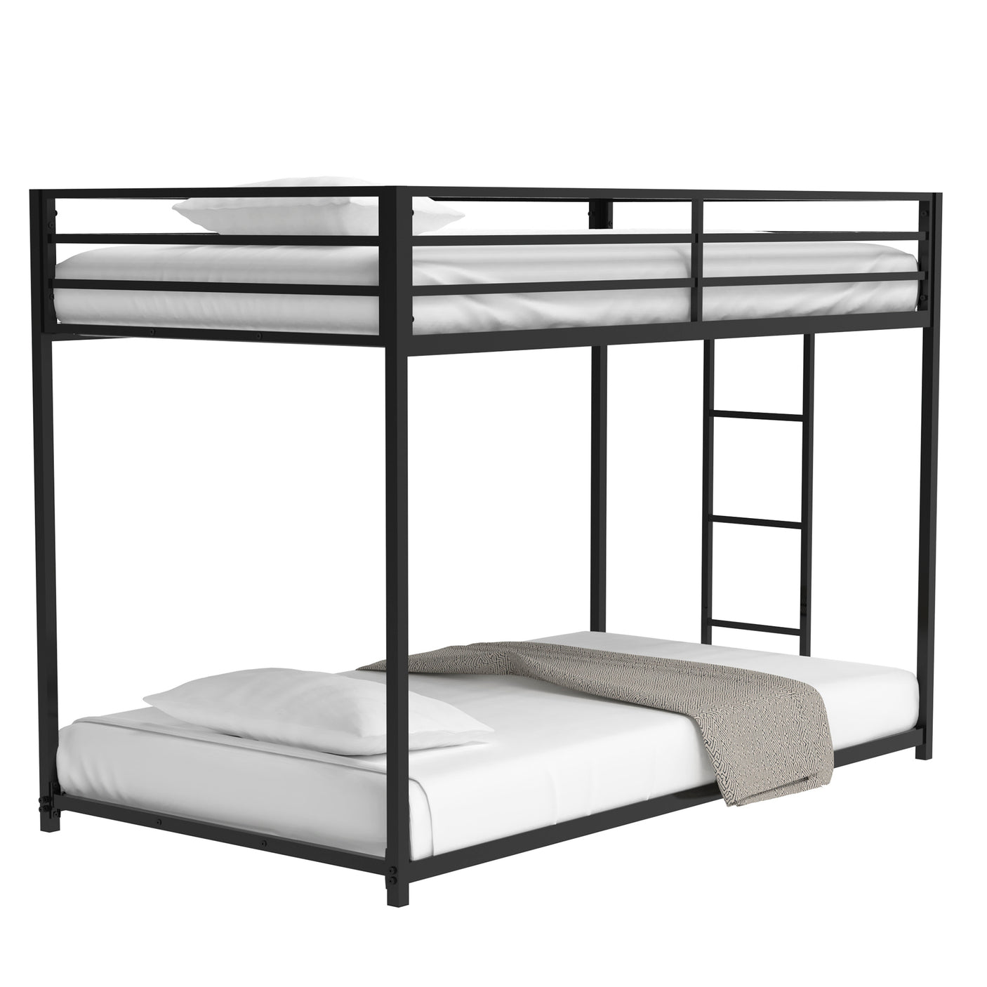 Sturdy Twin over Twin Bunk Bed Metal Black for Kids and Adult