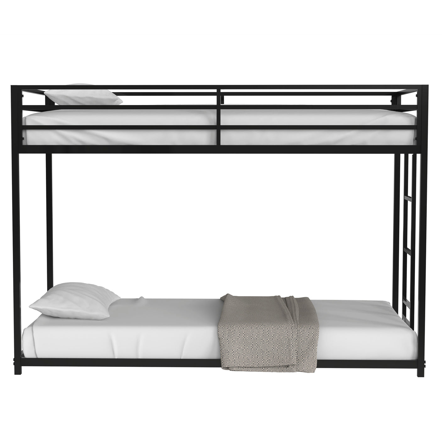 Sturdy Twin over Twin Bunk Bed Metal Black for Kids and Adult