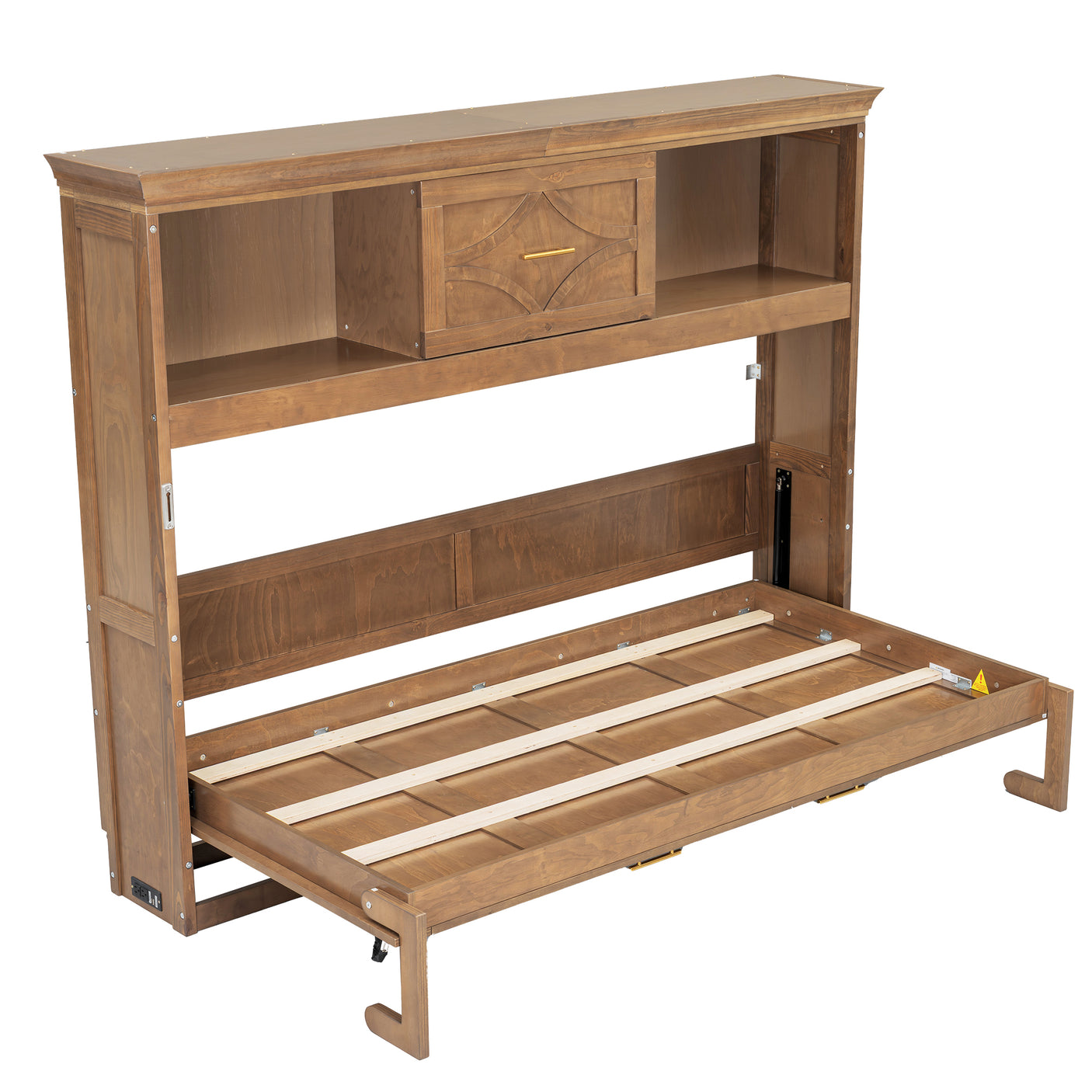 Twin Size Murphy Bed with Charging Station and Drawer