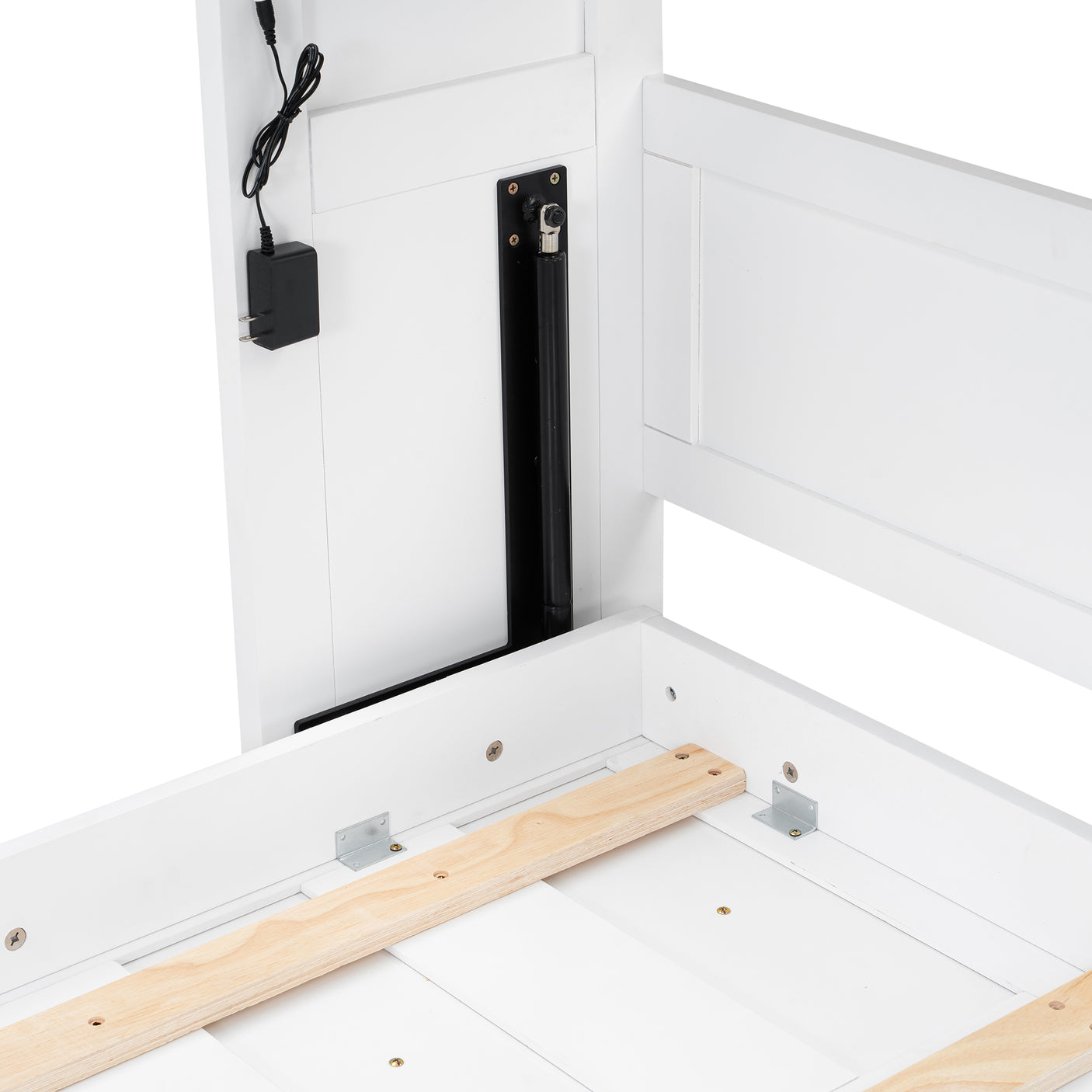 Twin Size Murphy Bed with LED Lights, Foldable Wall Bed Frame