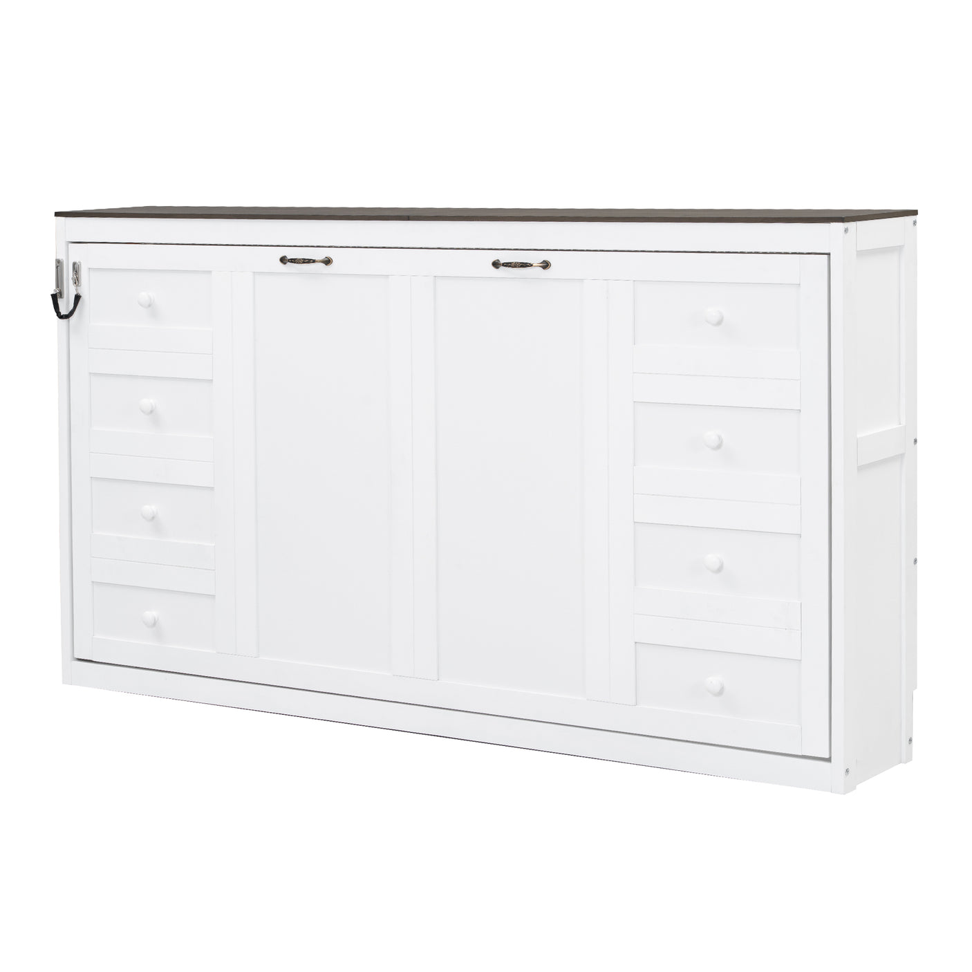 Twin Size Murphy Bed with LED Lights, Foldable Wall Bed Frame