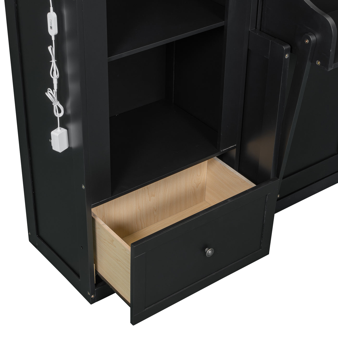 88"H Queen Size Murphy Platform Bed with Shelf