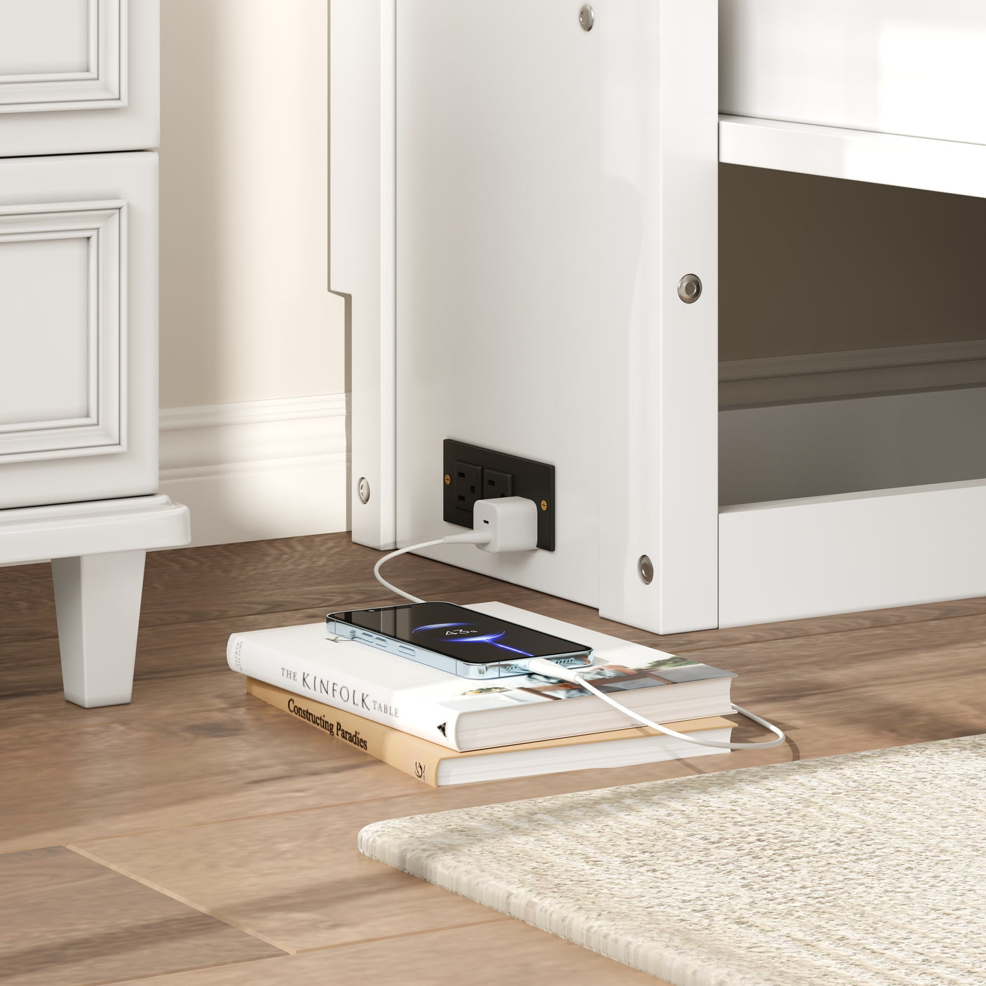 Twin Size Murphy Bed with Charging Station and Drawer