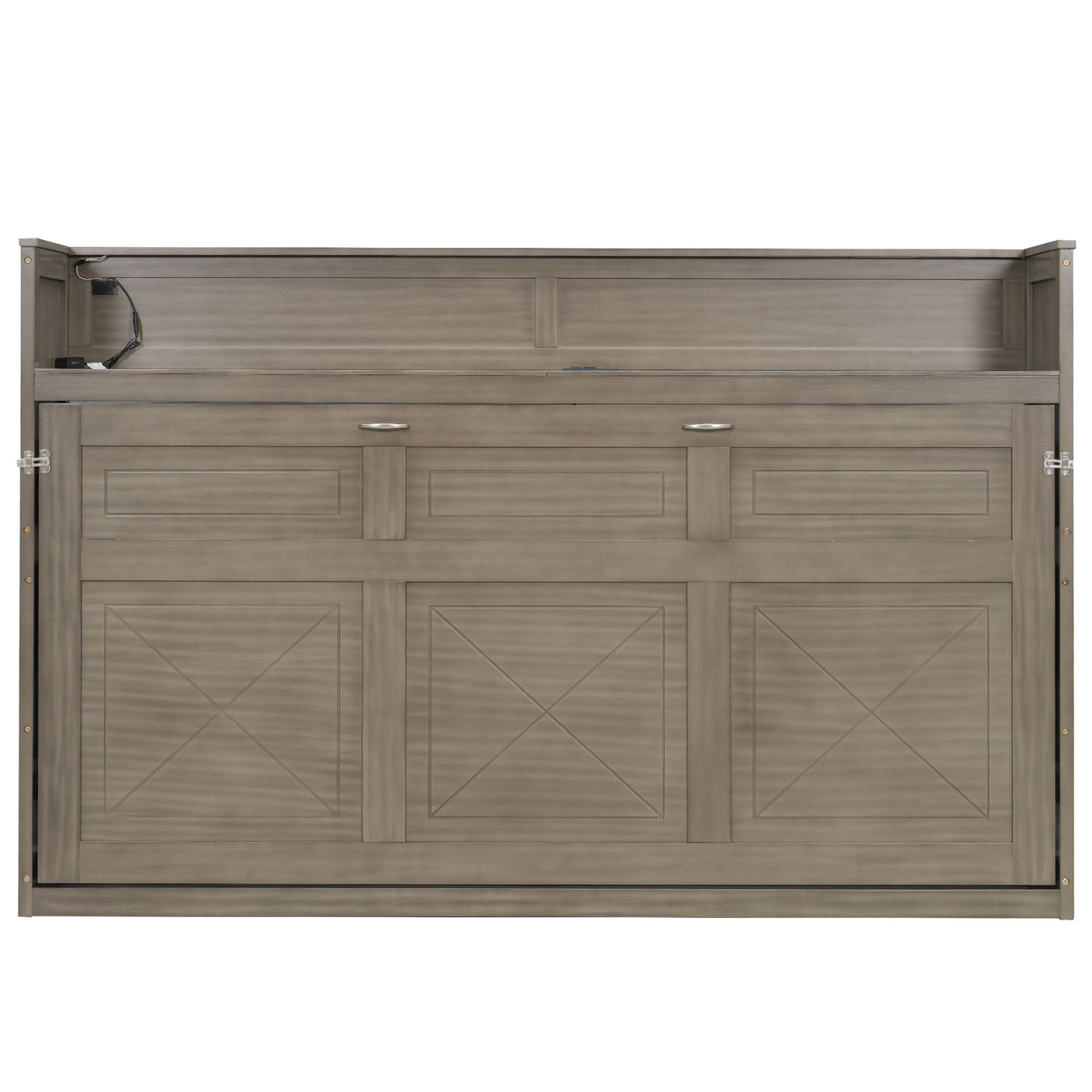 XL Size Murphy Bed with Desk,LED Light and USB Charging Station