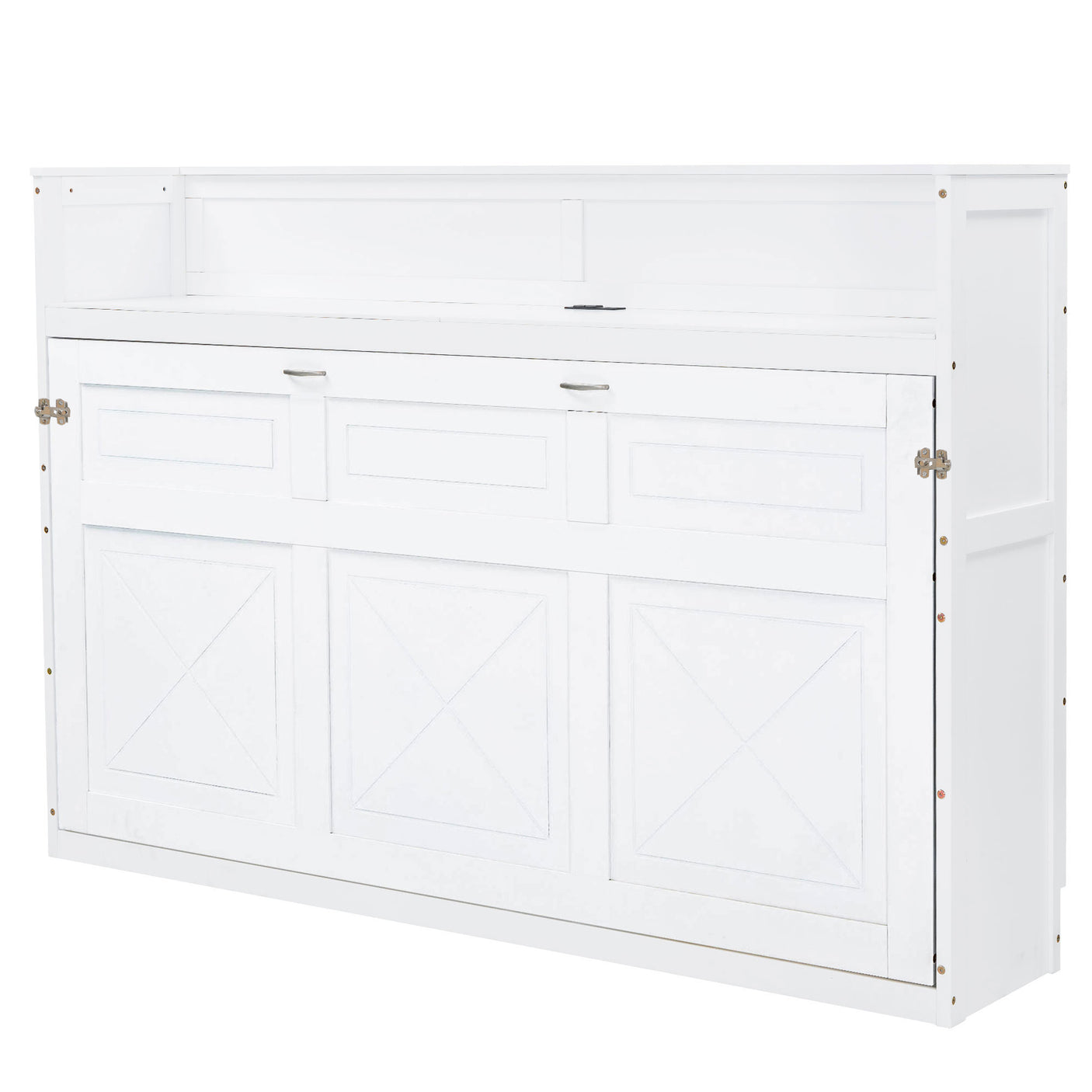 XL Size Murphy Bed with Desk,LED Light and USB Charging Station