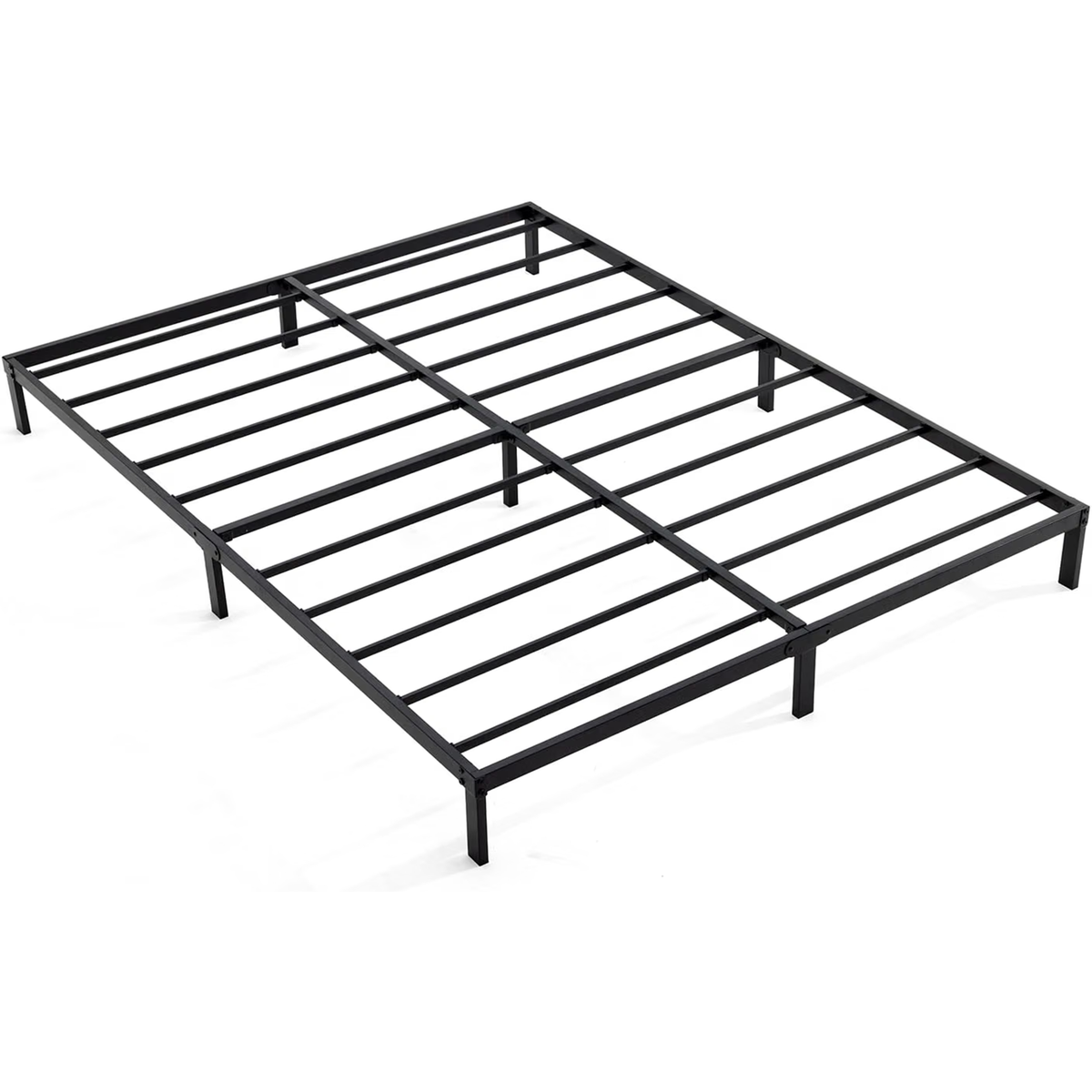 Heavy Duty Metal Platform Bed Frame with Storage, Black