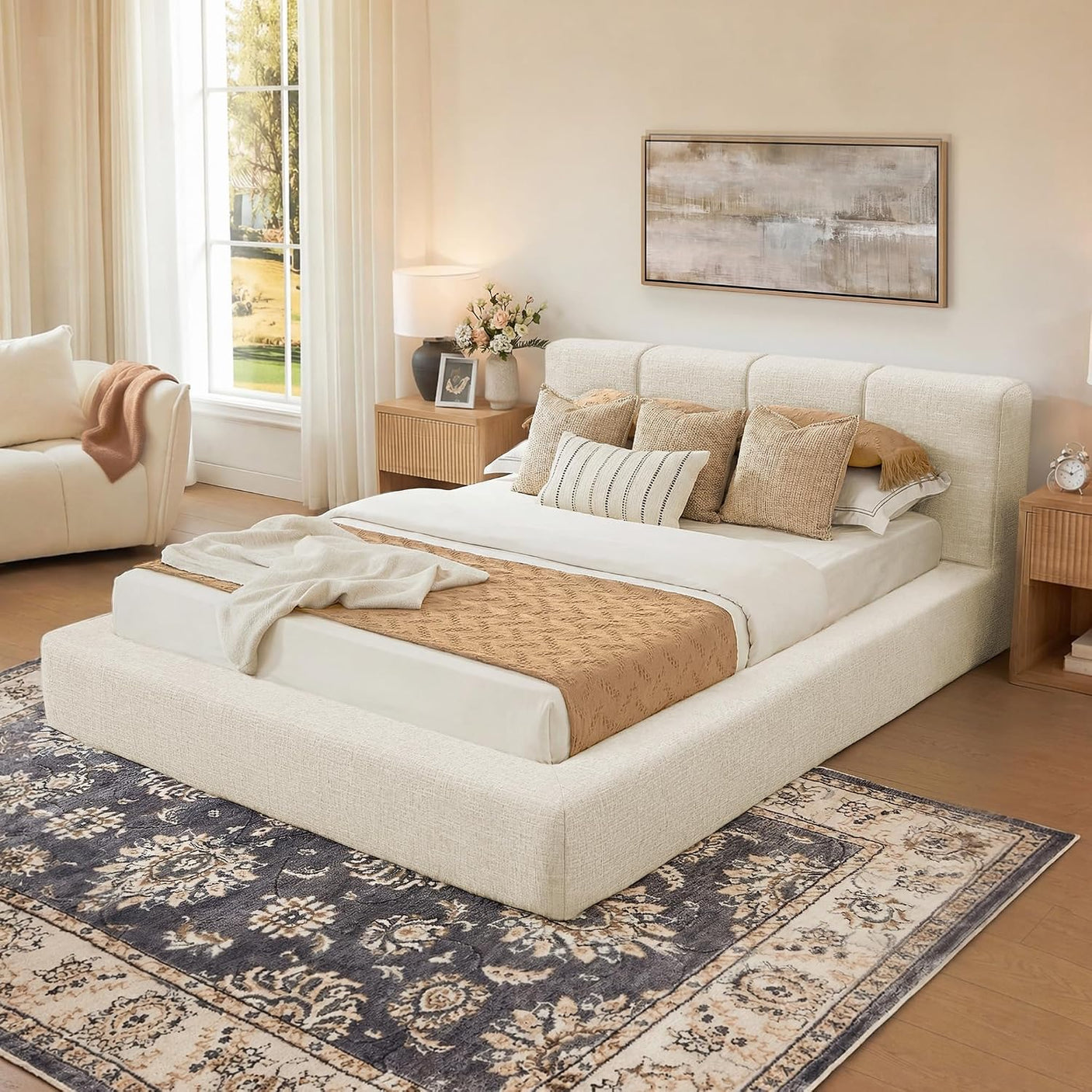 YECHEN Cloud Platform Bed – 20-Min Tool-Free Assembly, CULP® Performance Fabric & Stain-Resistant Cloud Frame