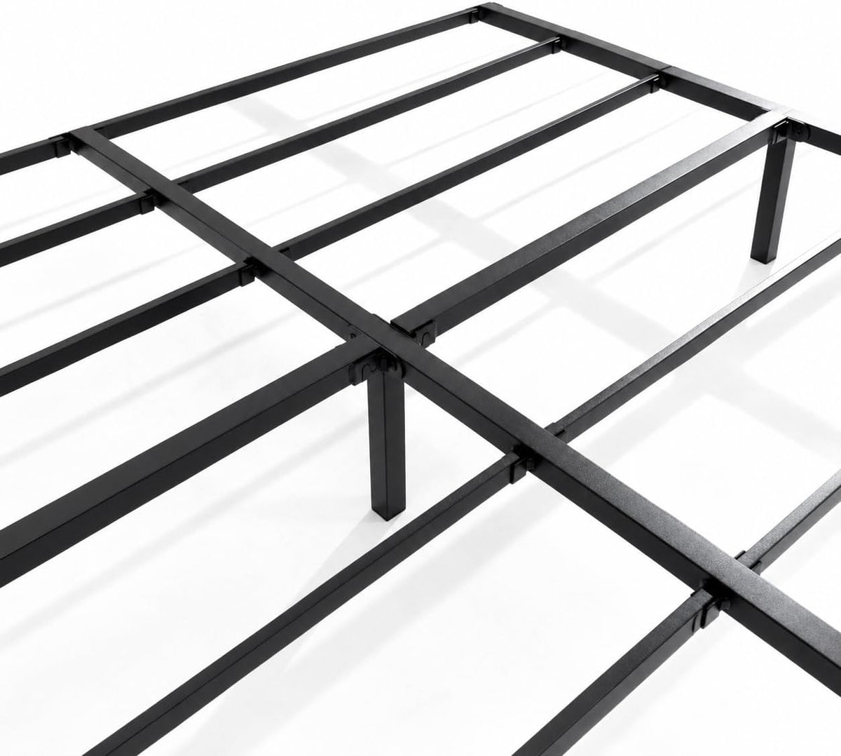 Heavy Duty Metal Platform Bed Frame with Storage, Black