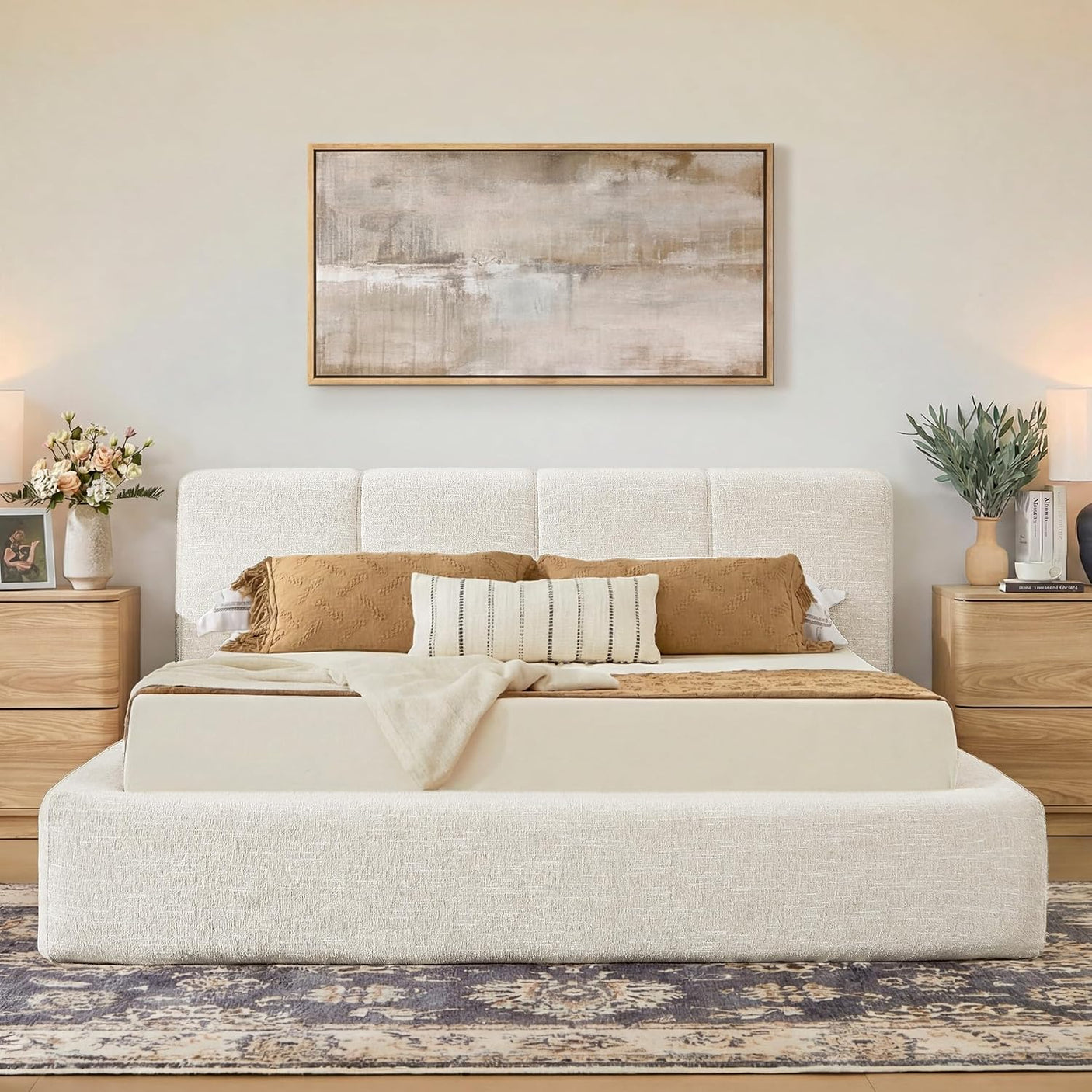 YECHEN Cloud Platform Bed – 20-Min Tool-Free Assembly, CULP® Performance Fabric & Stain-Resistant Cloud Frame