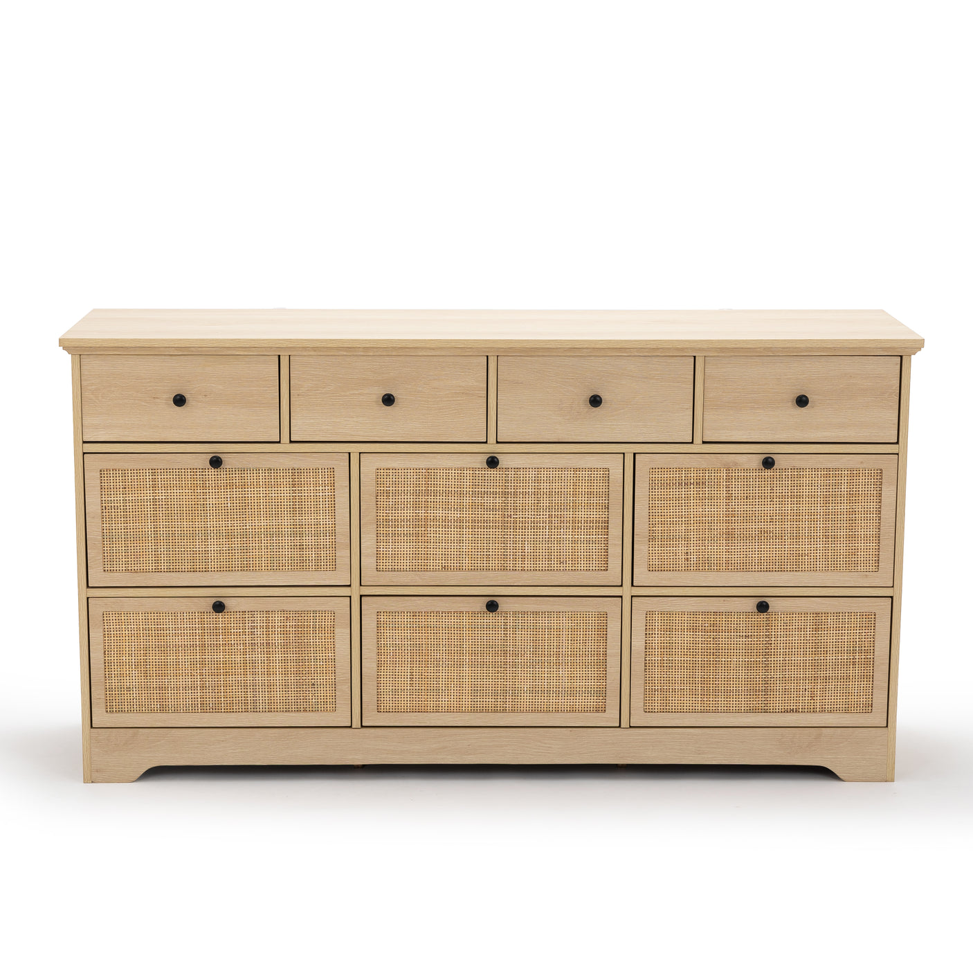 59" Natural Rattan 9 Drawer Dresser - Handwoven Rattan Storage Cabinet
