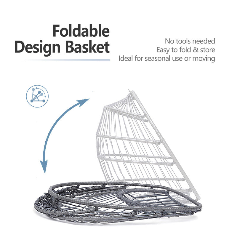 Luxurious Outdoor Egg Hanging Chair with Stand - All-Weather Rattan Swing for Patio & Bedroom