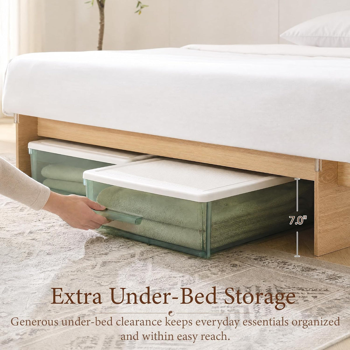 Solid Wood Platform Bed Frame | Natural Oak, Tool-Free Asse mbly, Queen & King 8