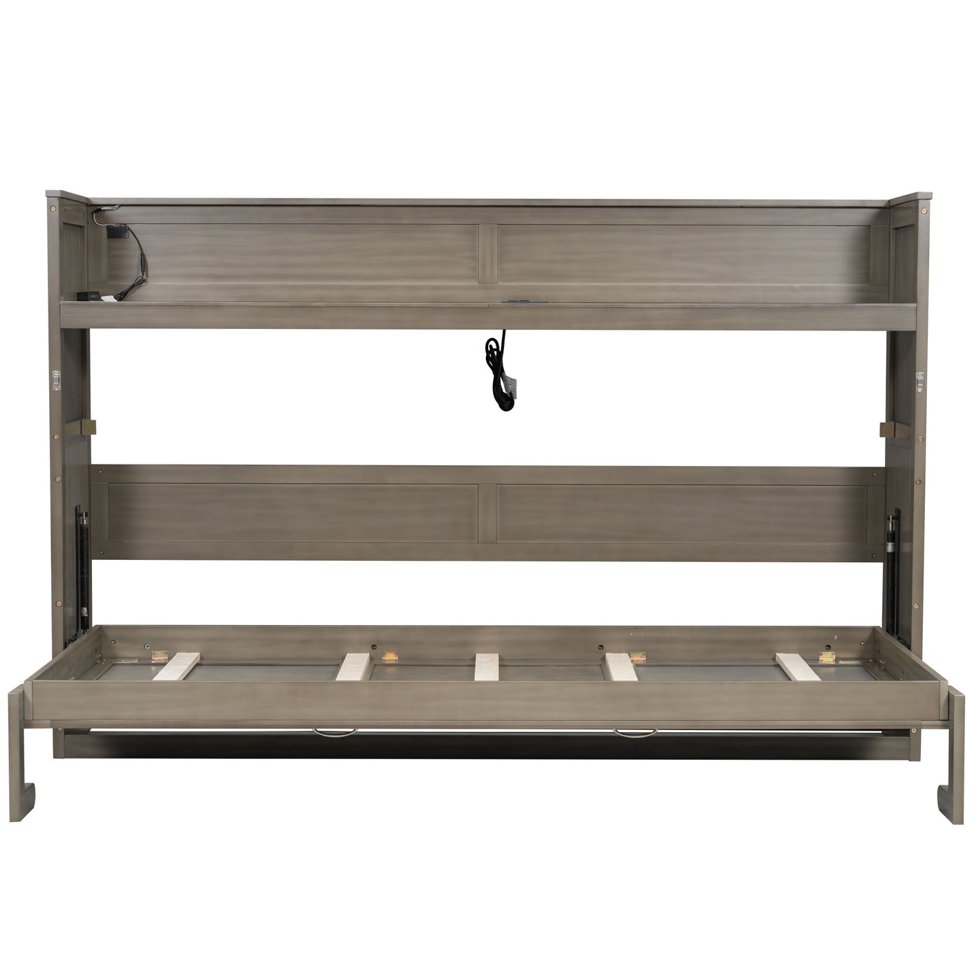 XL Size Murphy Bed with Desk,LED Light and USB Charging Station