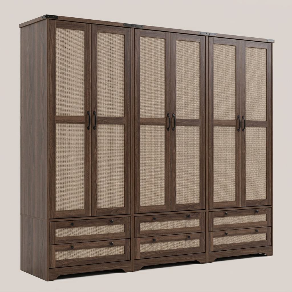 YECHEN 71" Modern Armoire Wardrobe: All-in-One Storage with 2 Drawers & Adjustable Shelves walnut 9