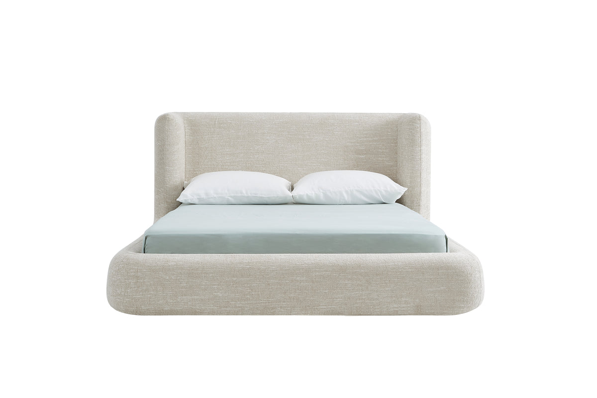 YECHEN Cloud Bed Frame - Modern Water-Resistant Bouclé Upholstered Platform Bed, Tool-Free Assembly, No Box Spring Needed