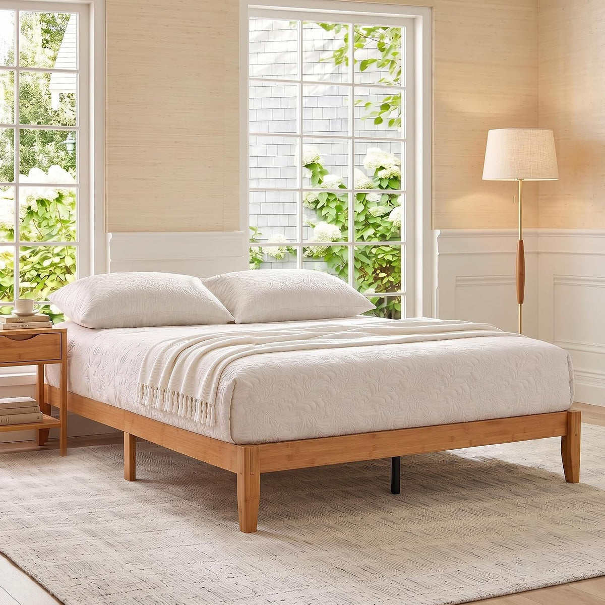 Yechen Bamboo Platform Bed Frame, Queen & King