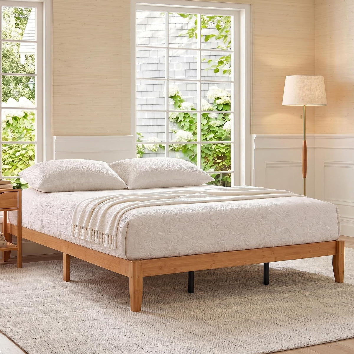 Yechen Bamboo Platform Bed Frame, Queen & King10