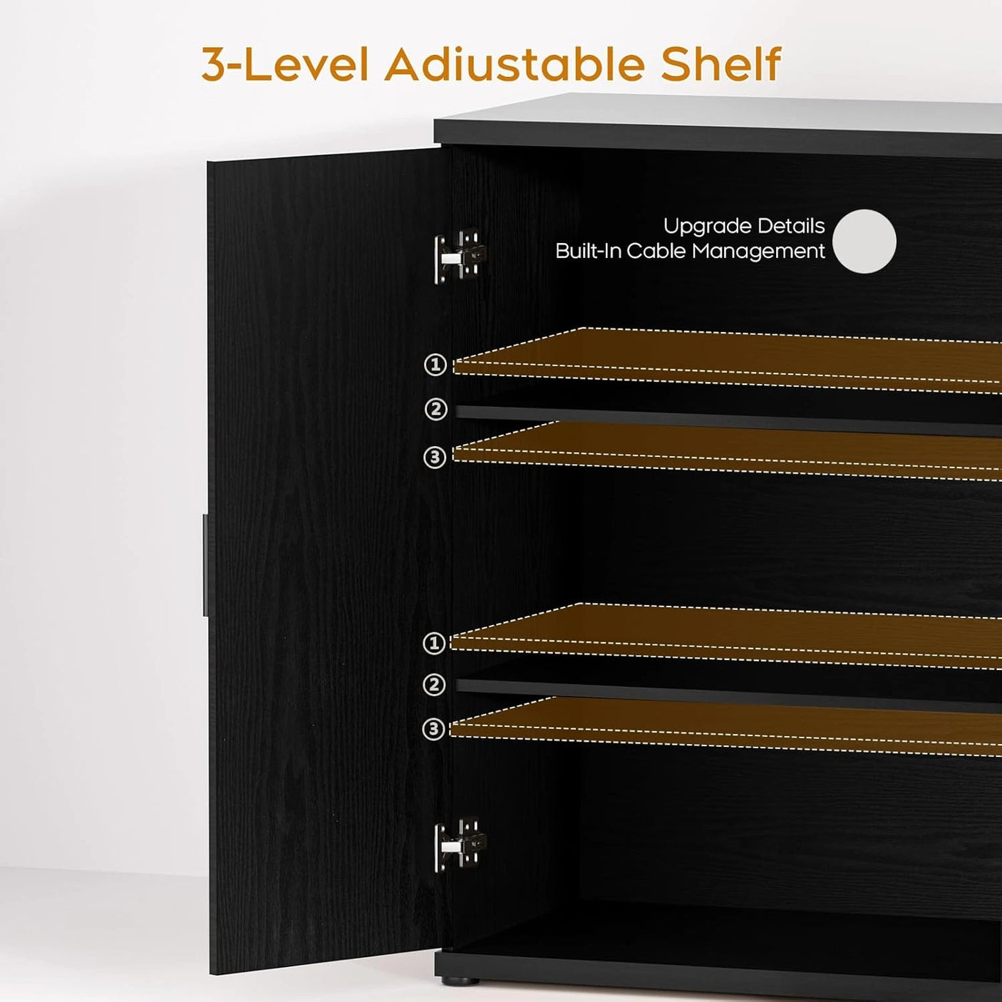 Yechen Black Accent Fluted Sideboard Buffet Cabinet with Storage and 4 Doors, Mordern Credenza Storage Cabinet with Adjustable Shelves, Media Console Table, for Living Room Dinning Entryway Kitchen