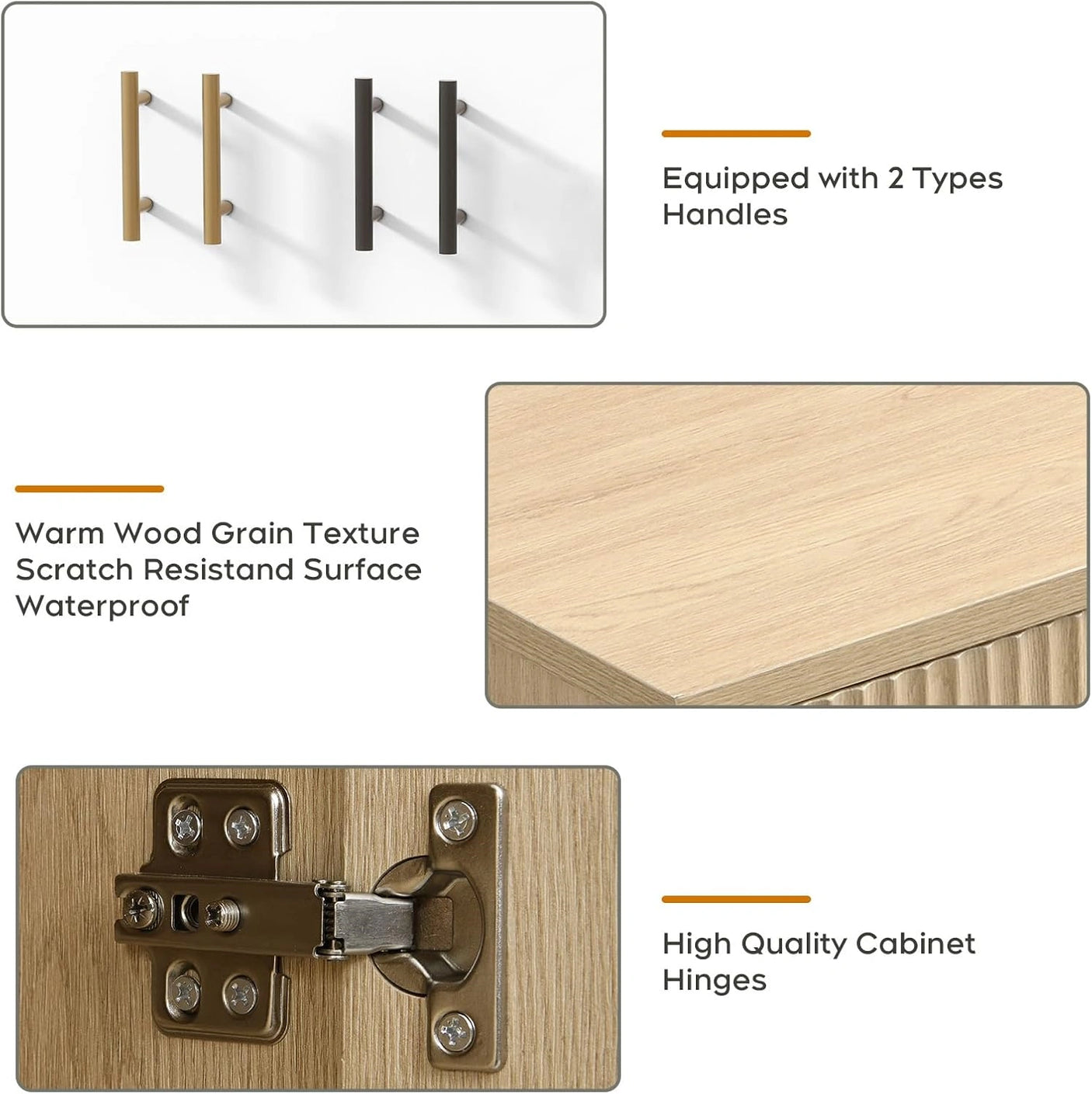 Yechen Black Accent Fluted Sideboard Buffet Cabinet with Storage and 4 Doors, Mordern Credenza Storage Cabinet with Adjustable Shelves, Media Console Table, for Living Room Dinning Entryway Kitchen